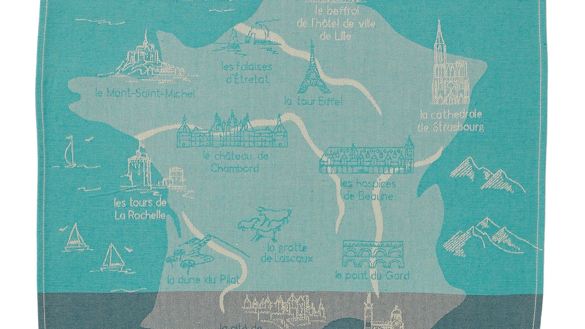 Torchon jacquard Voyager en France – Coucke