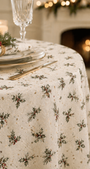Nappe métis coton & lin imprimé Magie de Noël Ronde – Coucke