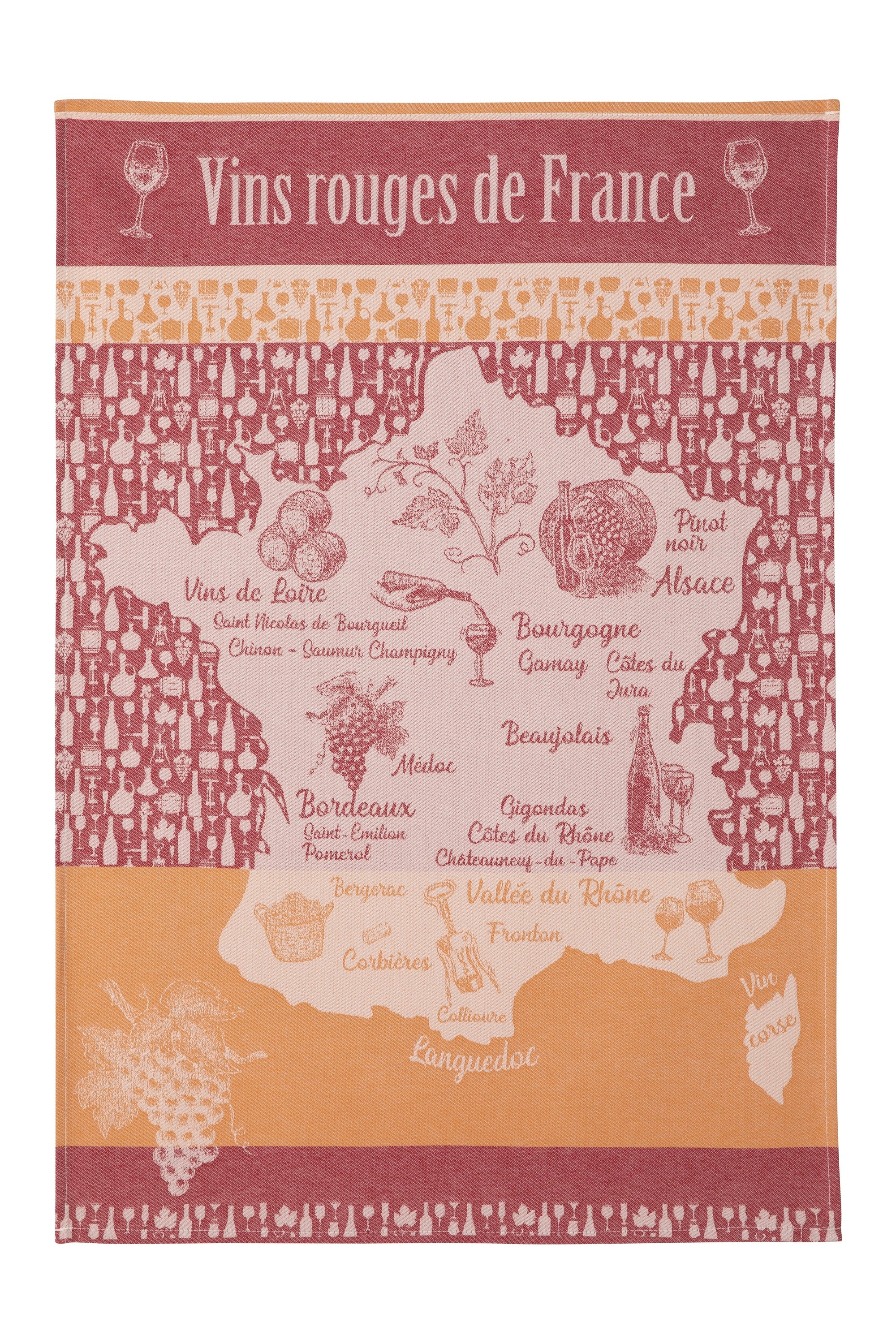 Torchon jacquard Vins rouges de France – Coucke