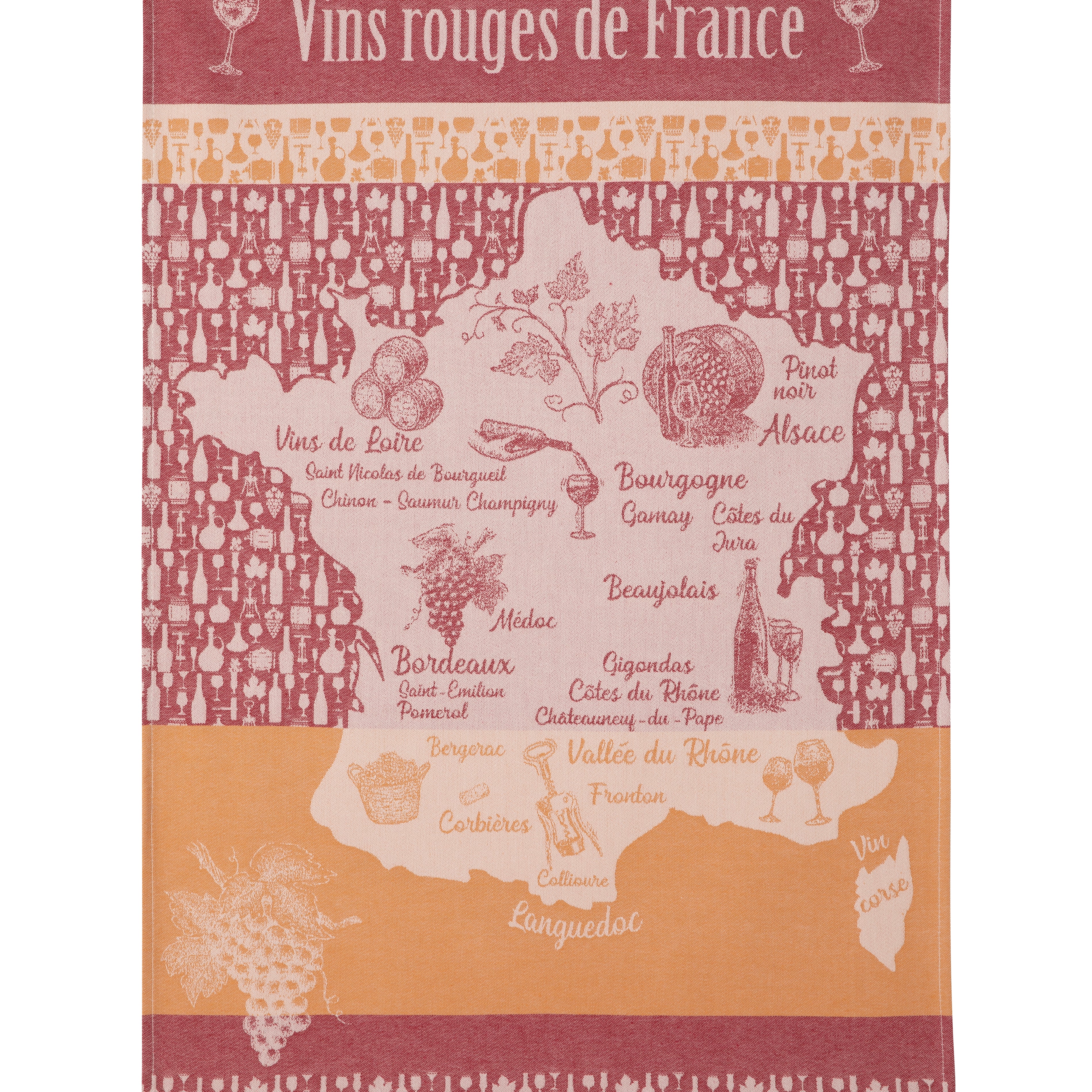 French Red Wines Rectangular Tea Towel