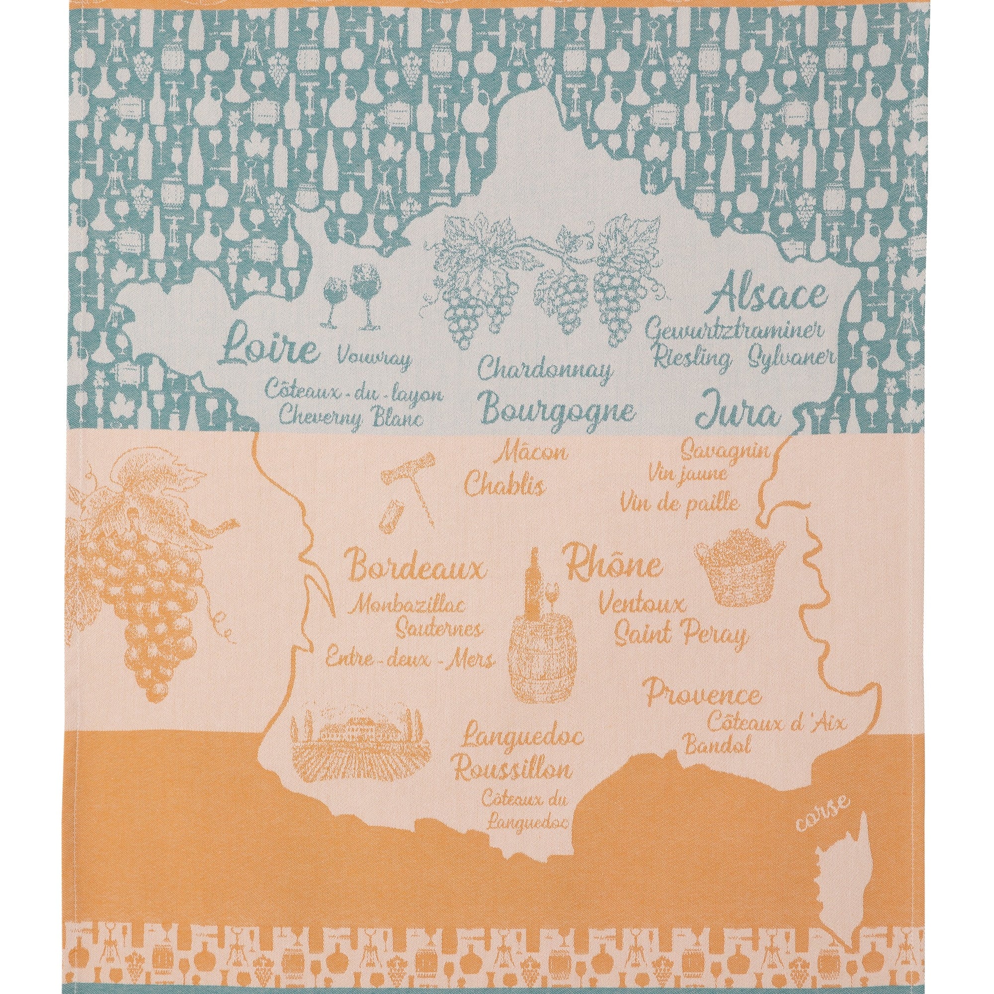 Torchon jacquard Vins blanc de France – Coucke