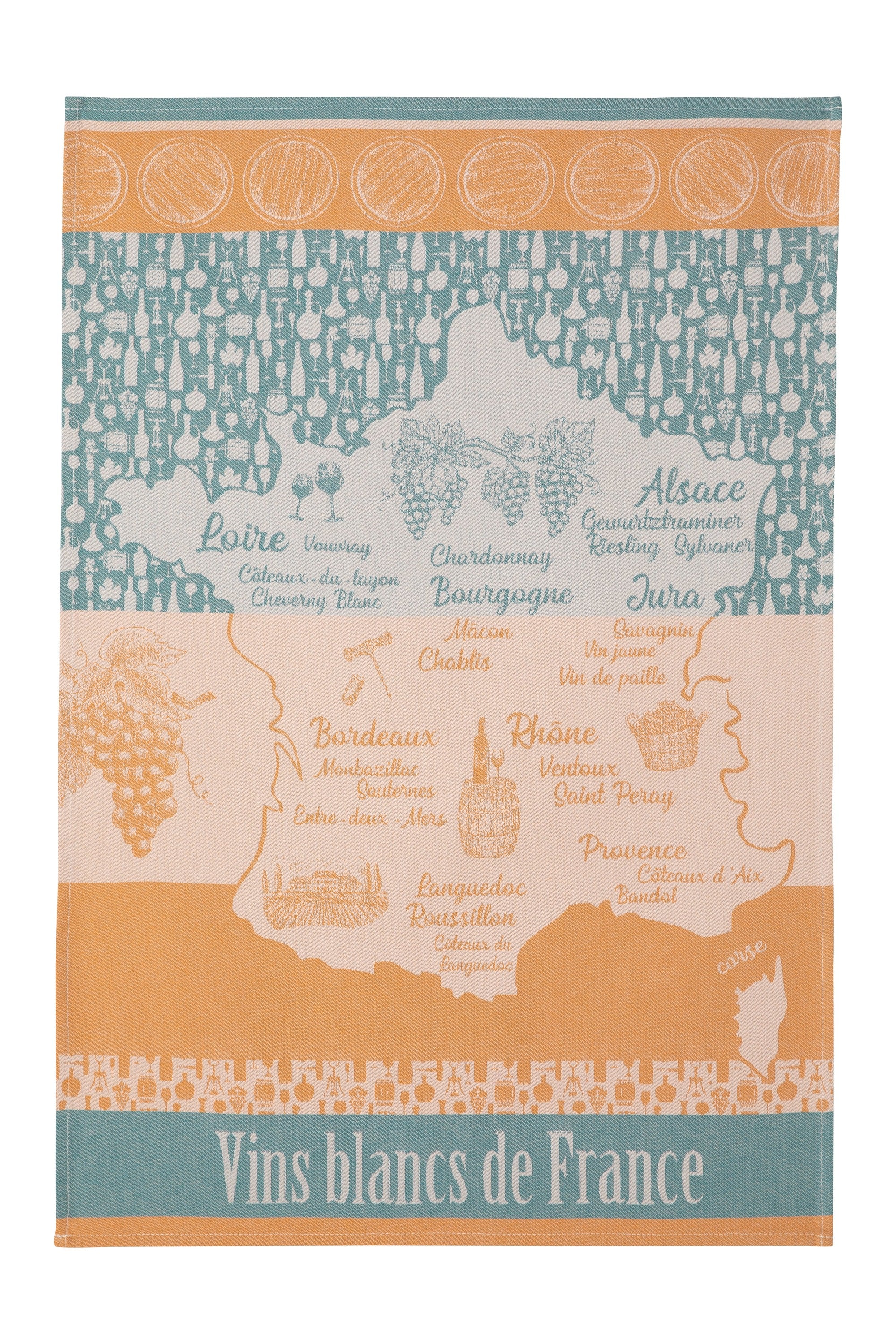 Torchon jacquard Vins blanc de France – Coucke