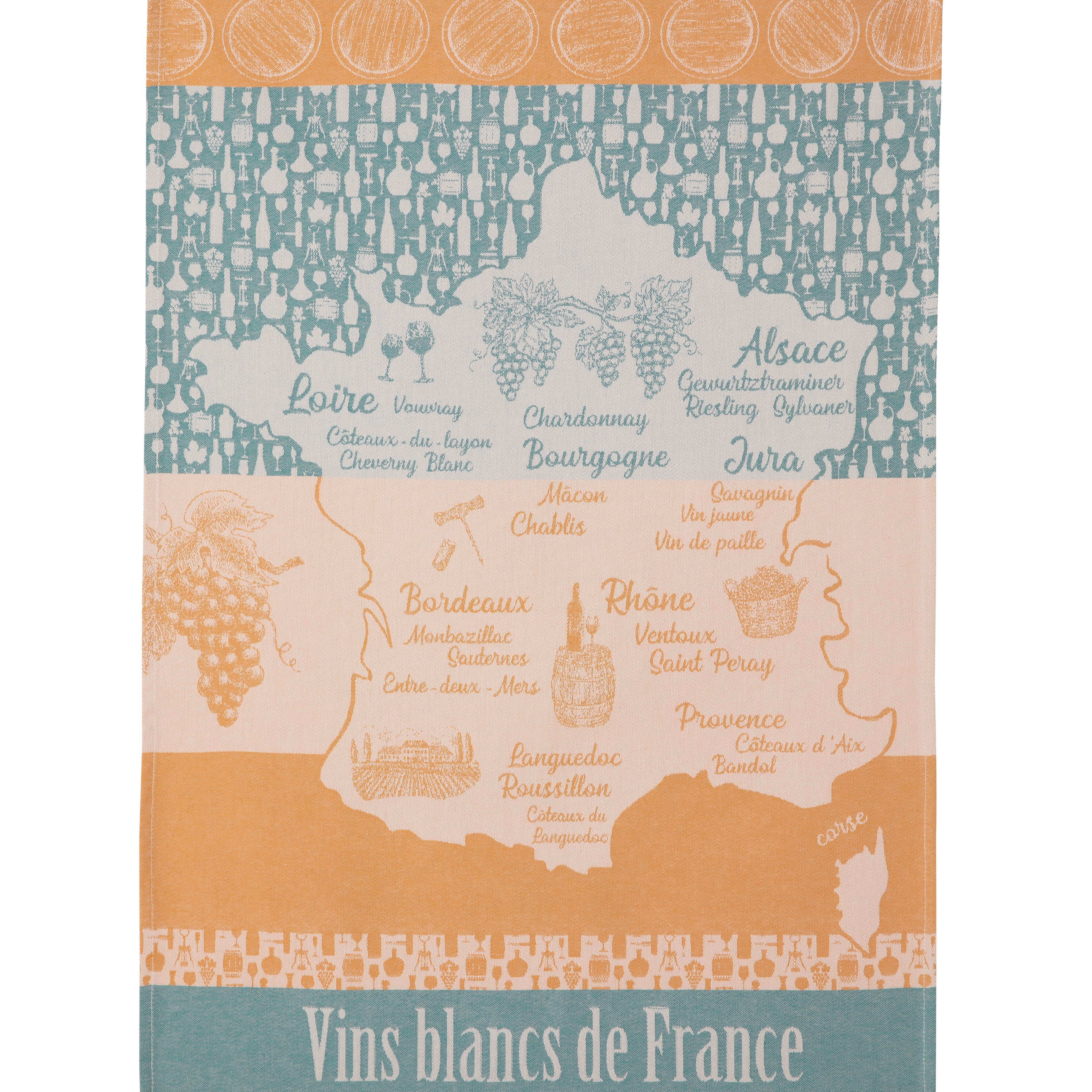 French White Wine Tea Towel Rectangular