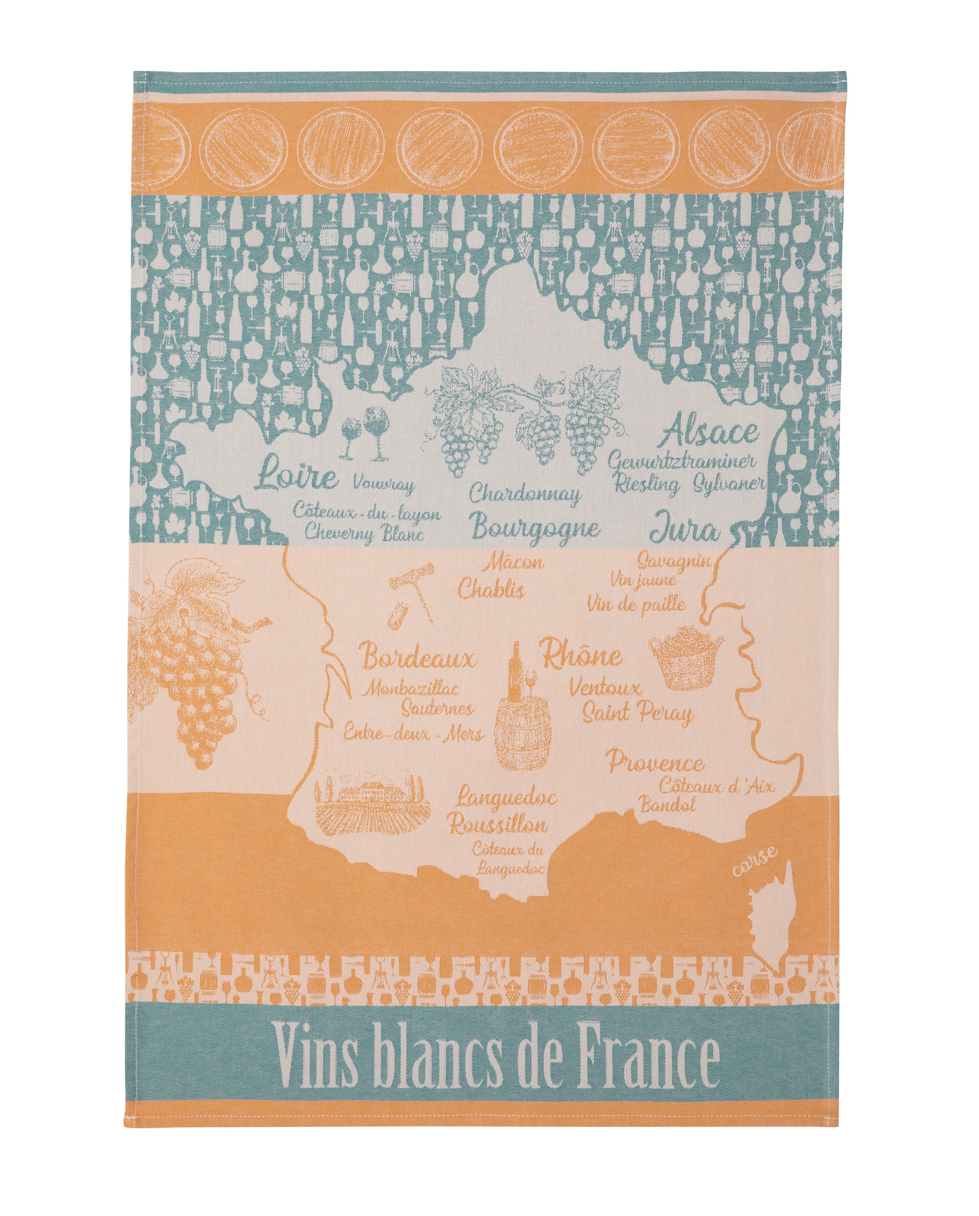 French White Wine Tea Towel Rectangular
