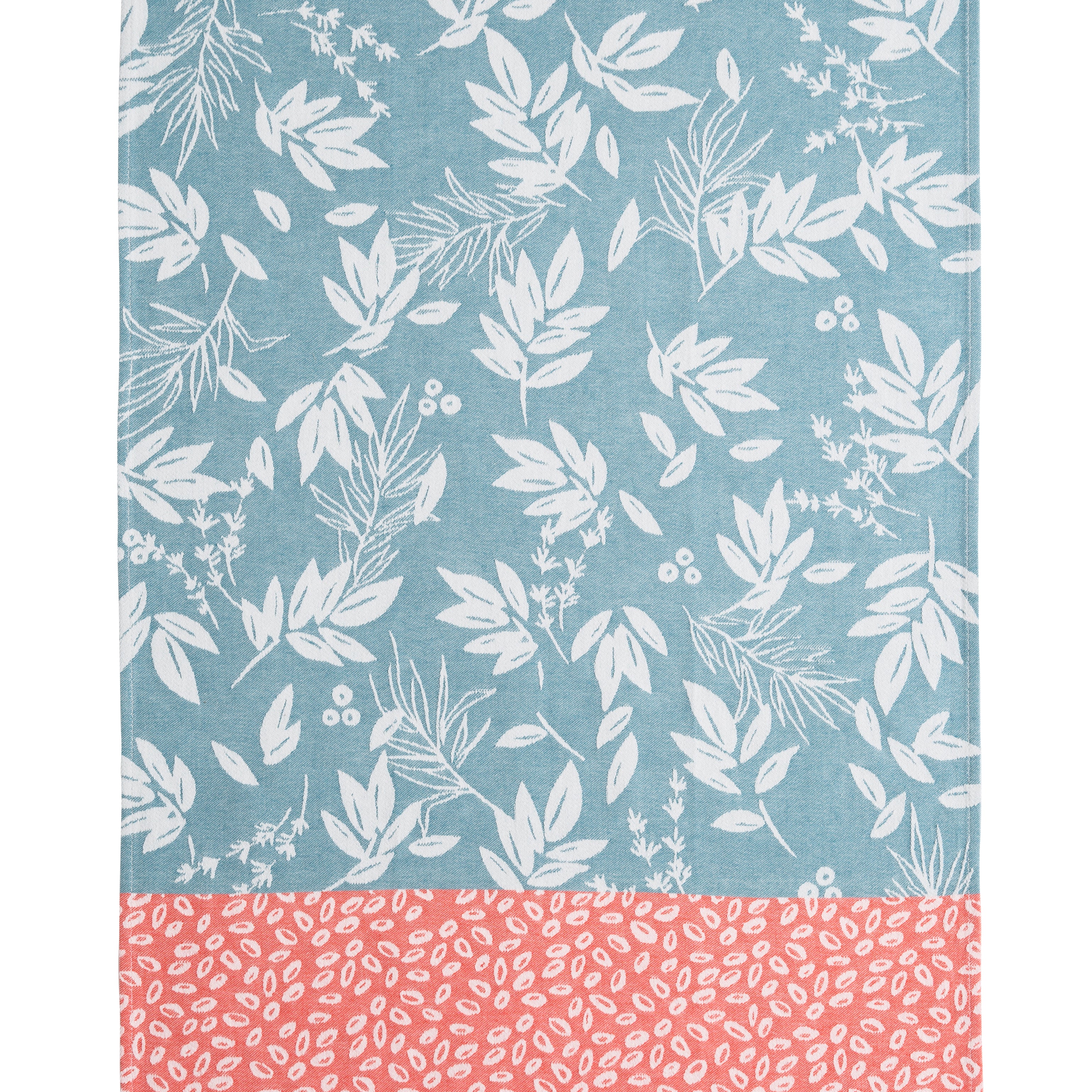 Torchon jacquard Feuillage Bleu
