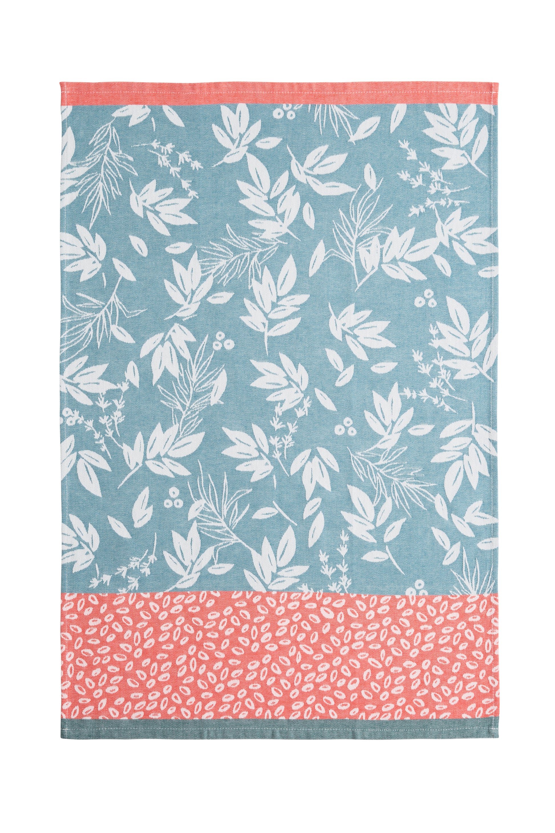 Torchon jacquard Feuillage Bleu – Coucke