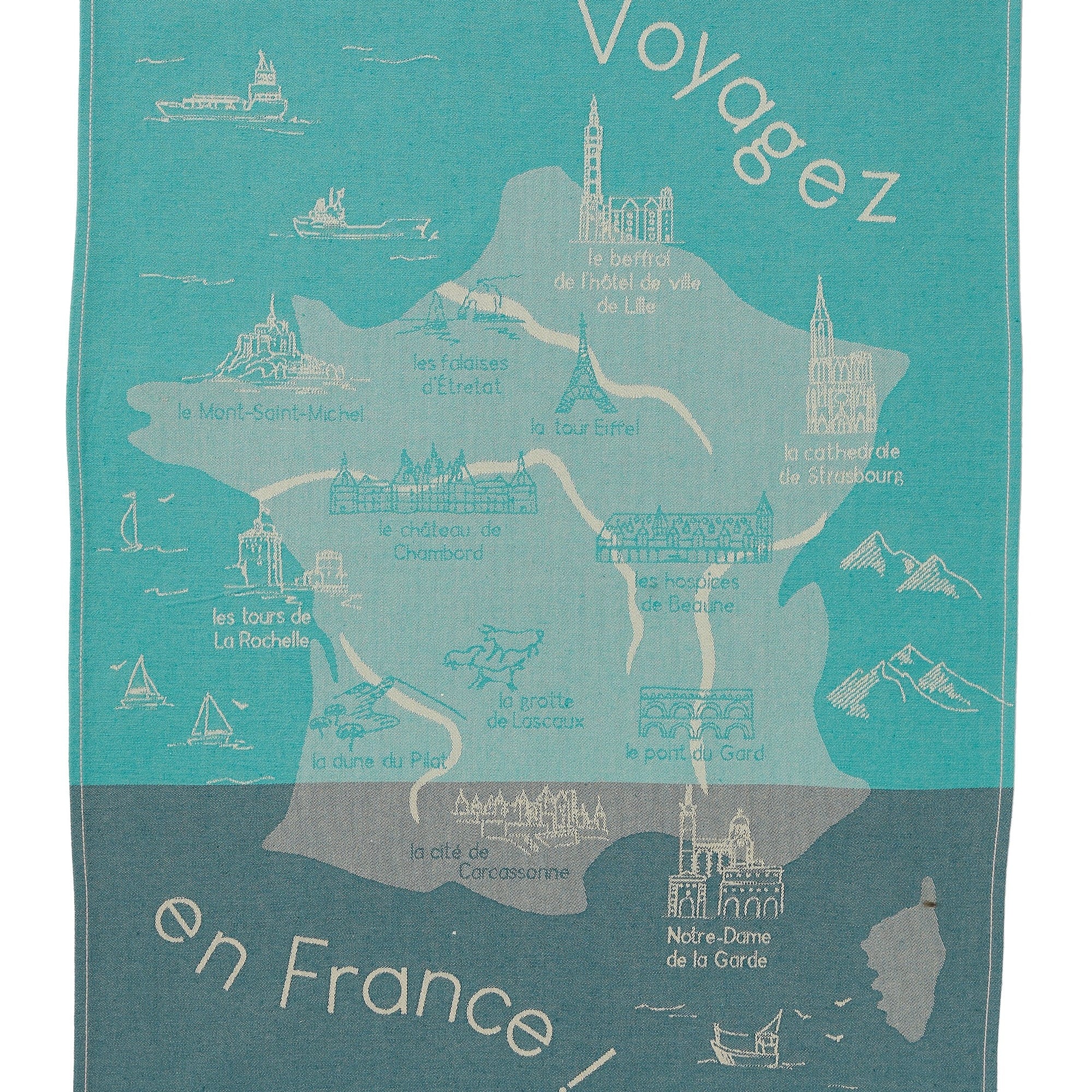 Torchon jacquard Voyager en France – Coucke