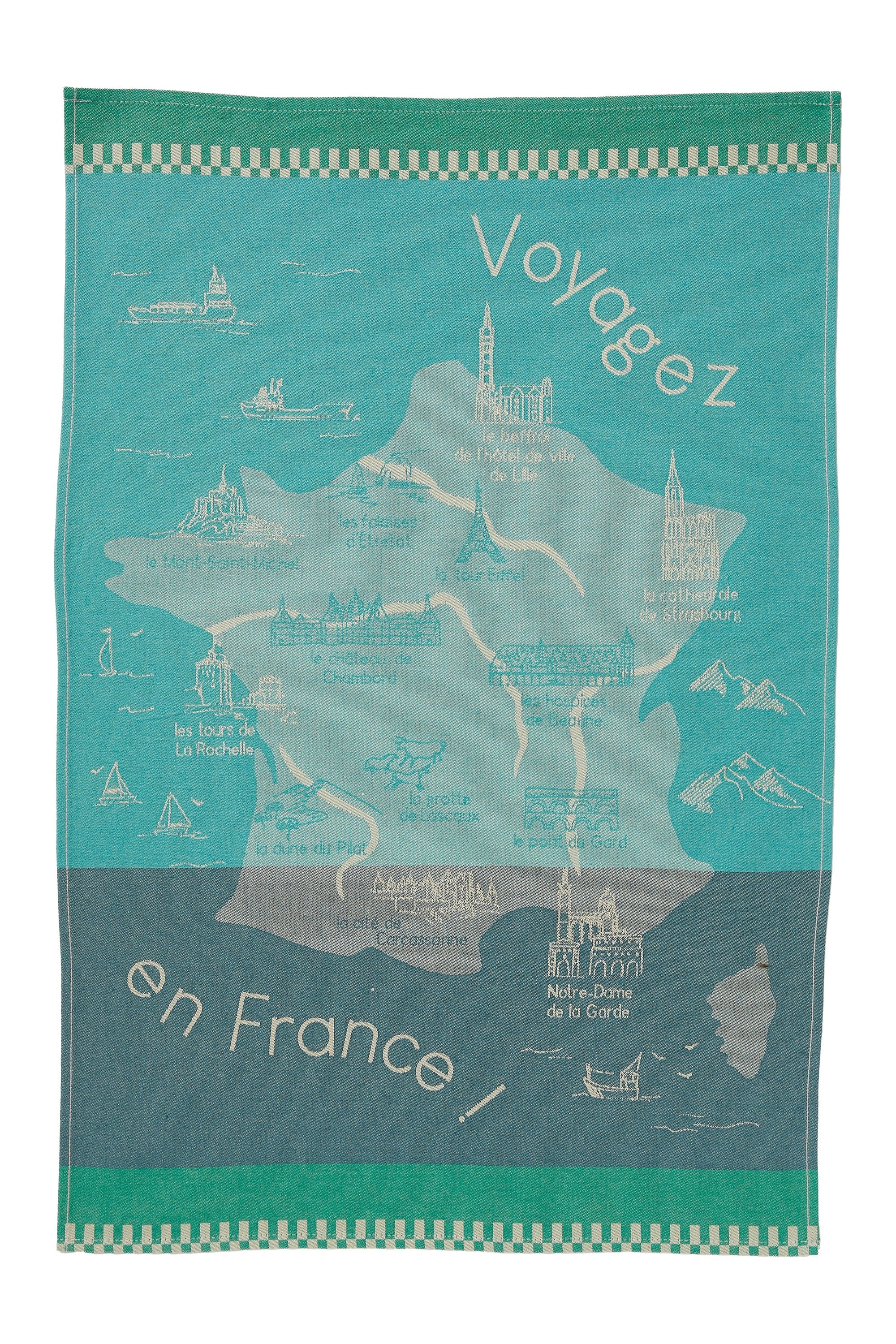 Torchon jacquard Voyager en France – Coucke
