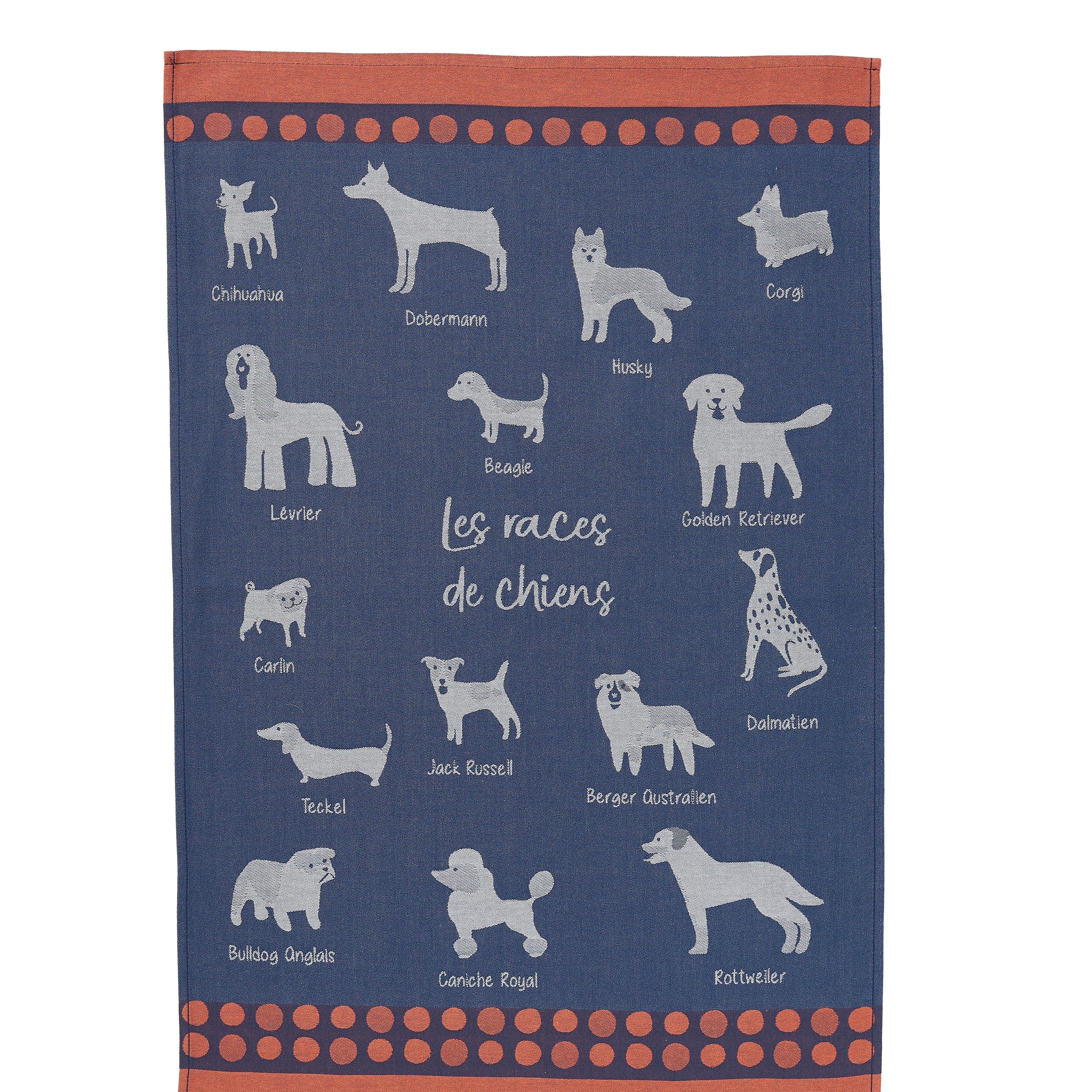 Rectangular Dog Breeds Tea Towel