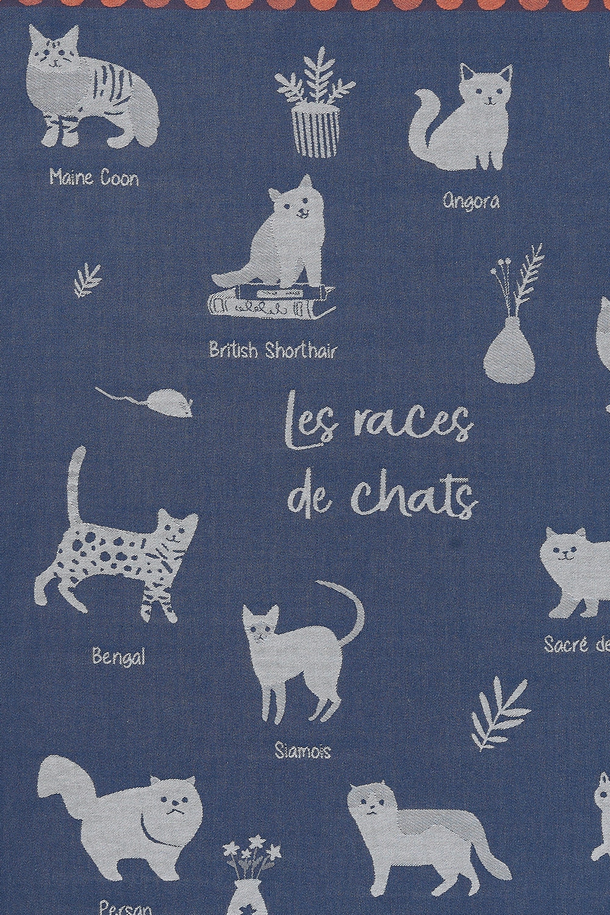 Torchon jacquard Les Races de Chats – détail du motif – Coucke