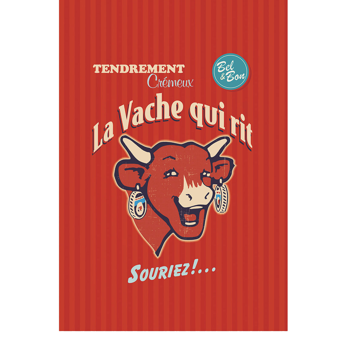 Retro Vanilla & Red Rectangular Tea Towel