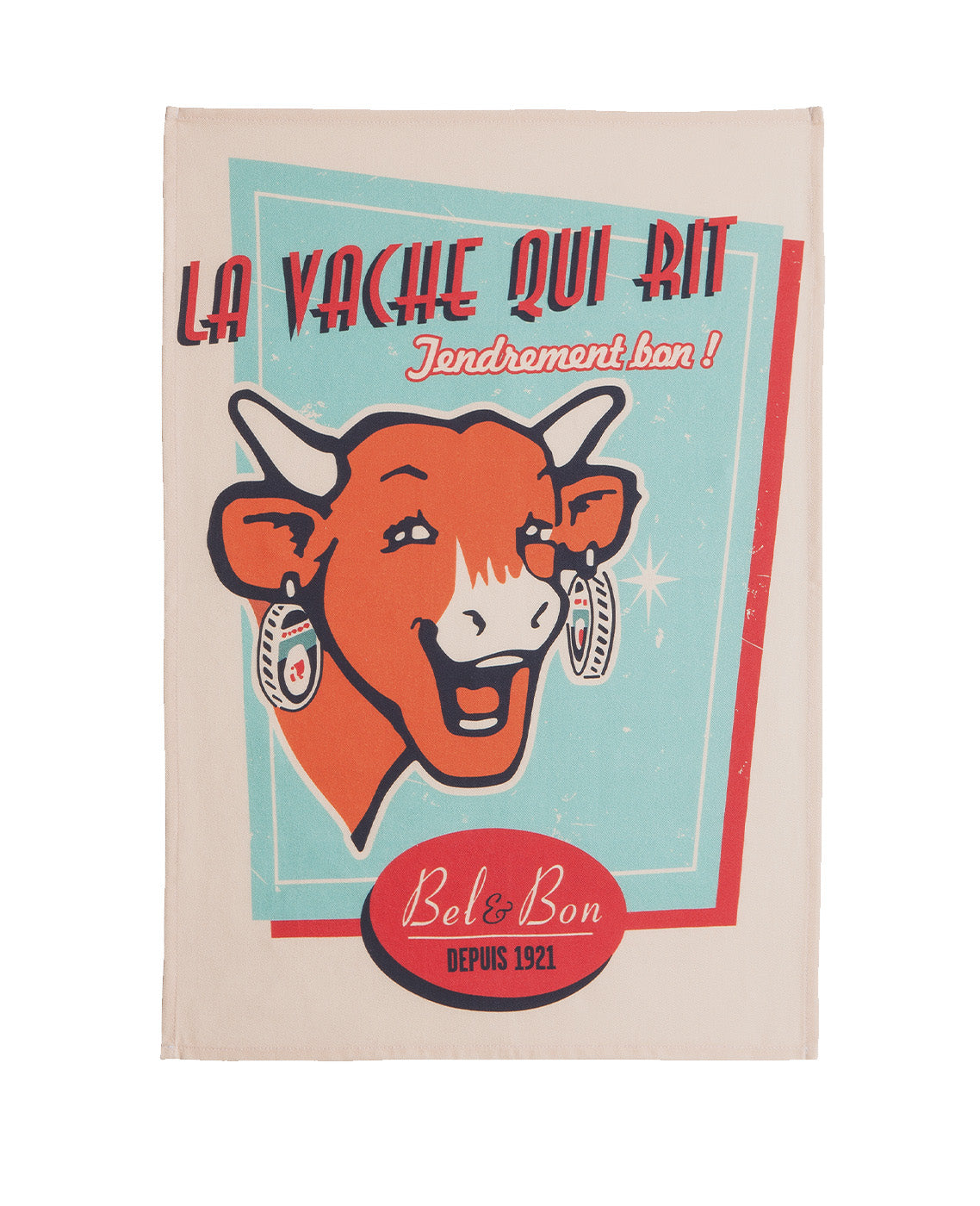 Retro Vanilla & Red Rectangular Tea Towel