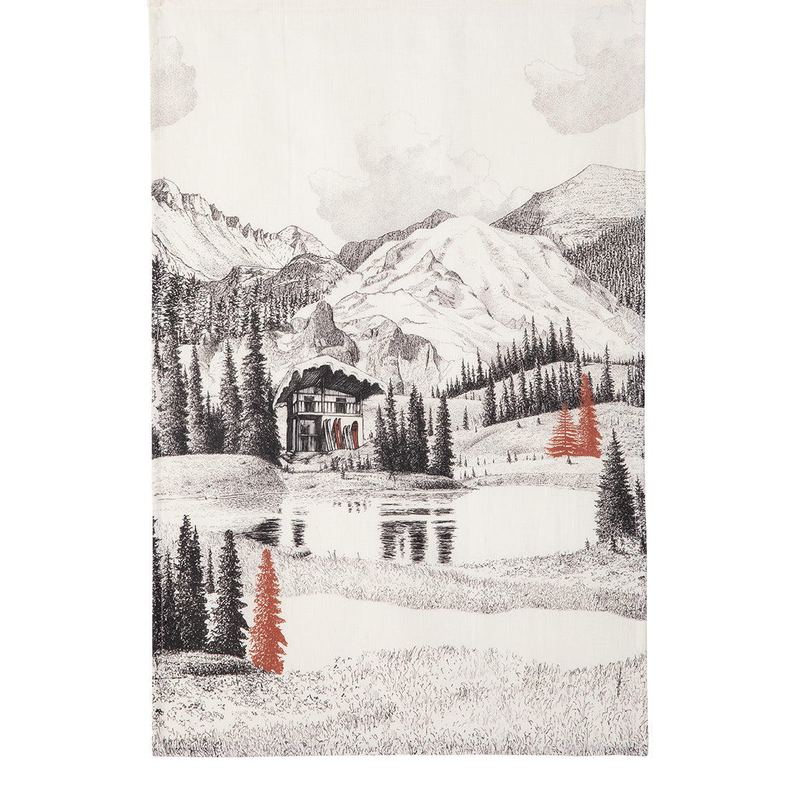 Rectangular Mountain Landscape Tea Towel
