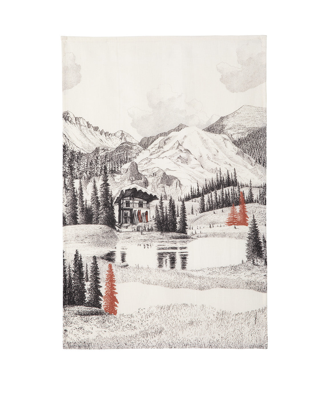 Rectangular Mountain Landscape Tea Towel