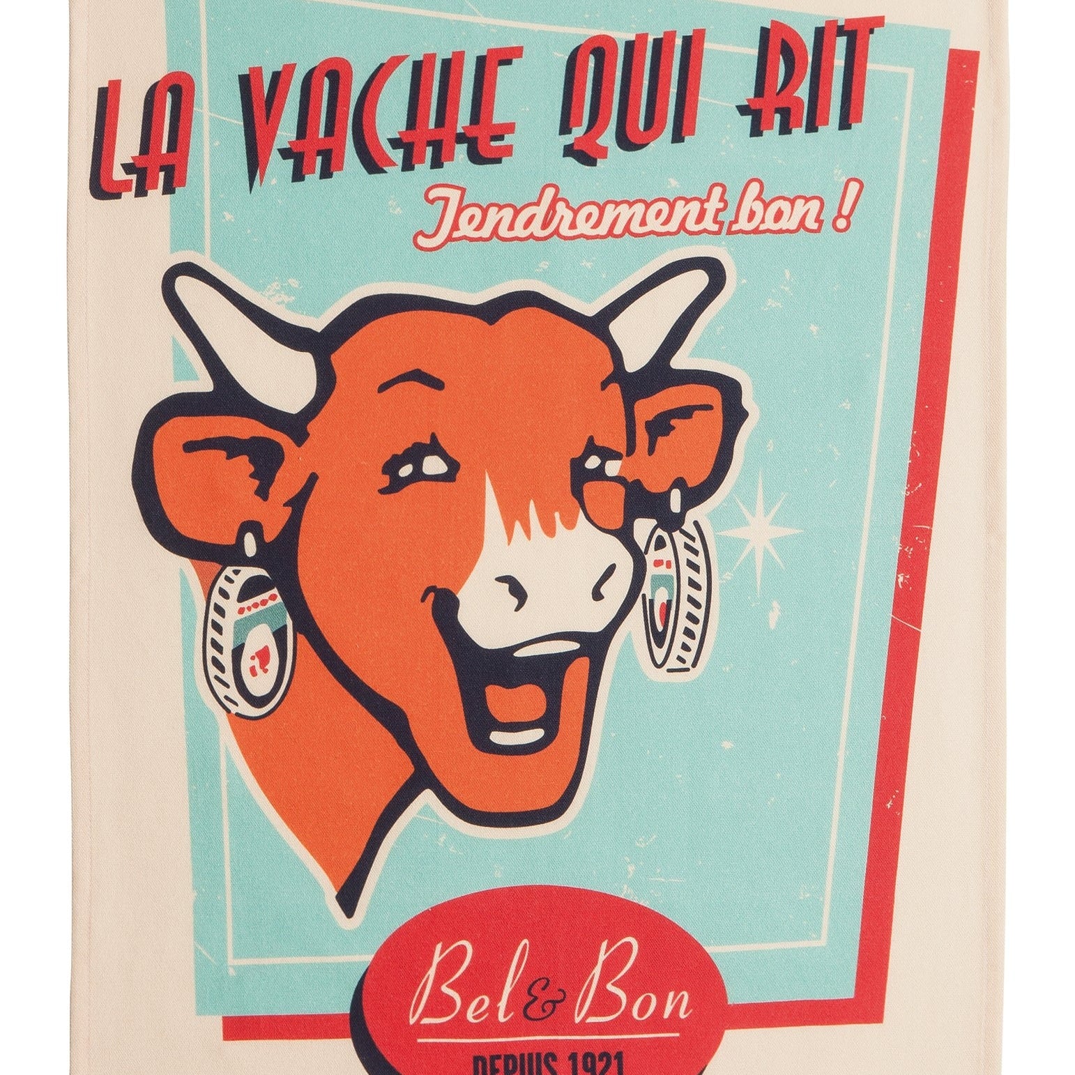 Torchon coton imprimé La Vache Qui Rit ® Rétro Vanille – Coucke
