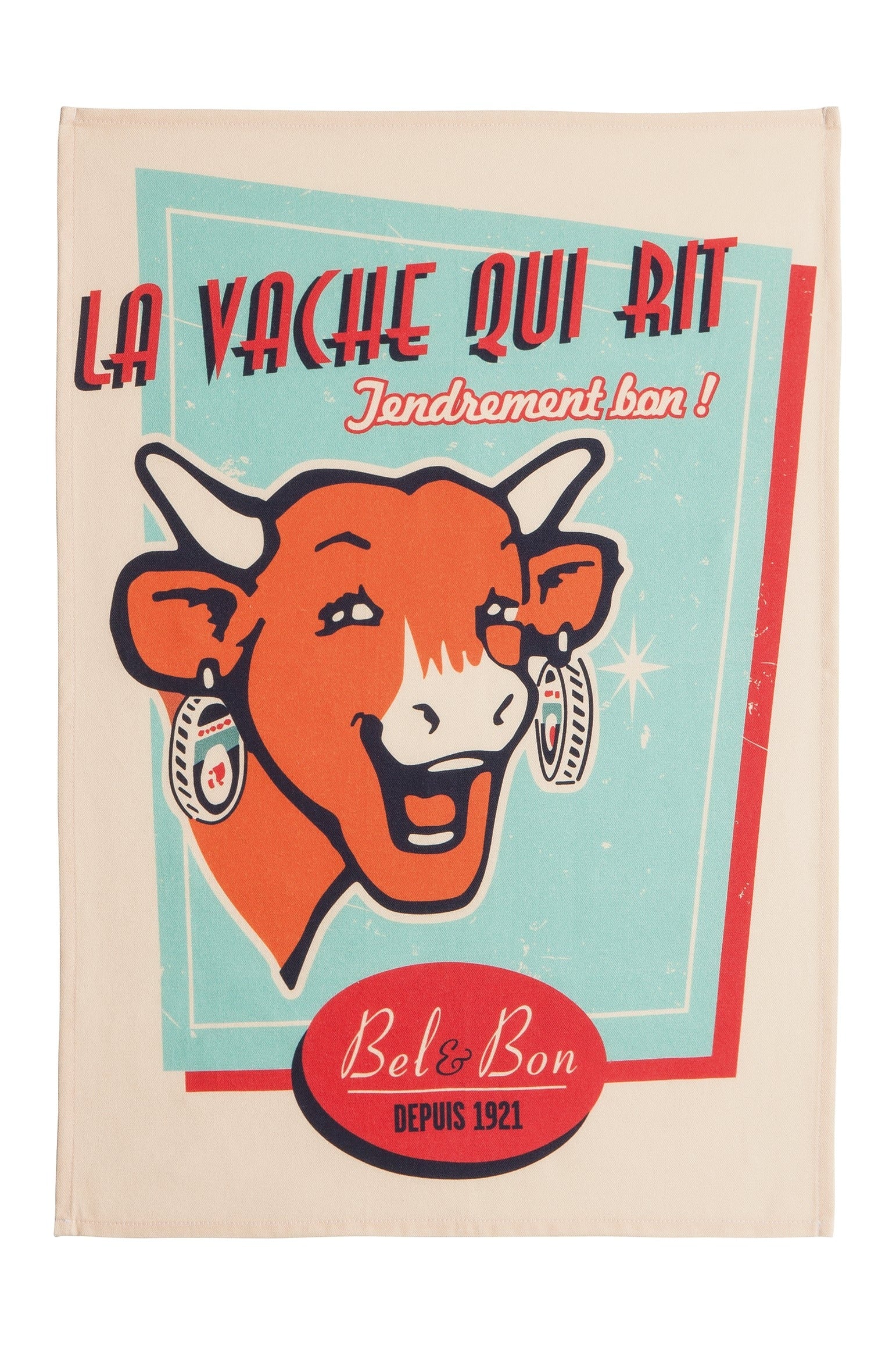Torchon coton imprimé La Vache Qui Rit ® Rétro Vanille – Coucke