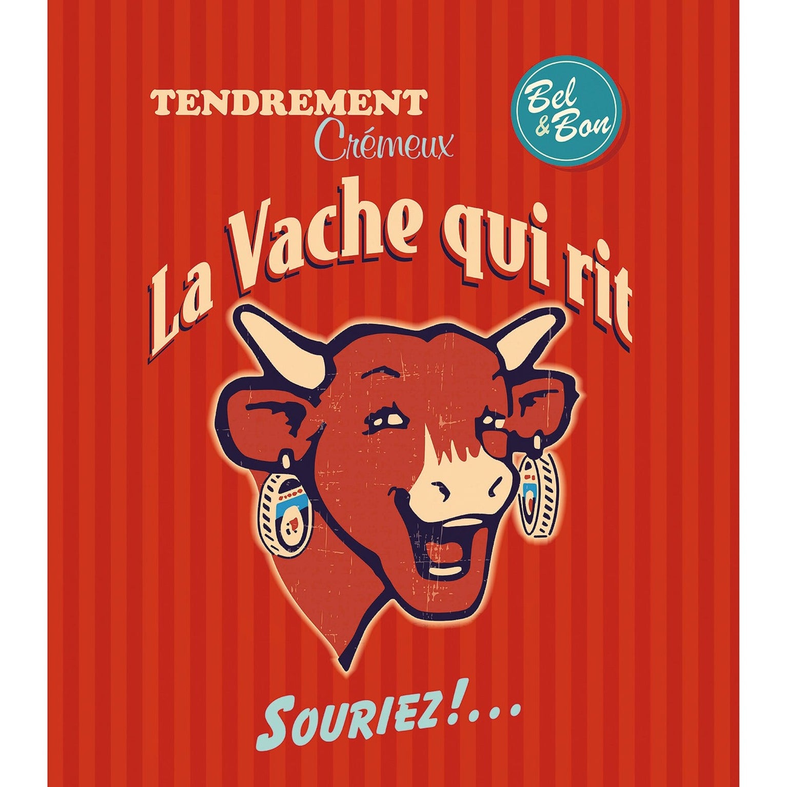 Torchon coton imprimé La Vache Qui Rit ® Rétro Rouge – Coucke