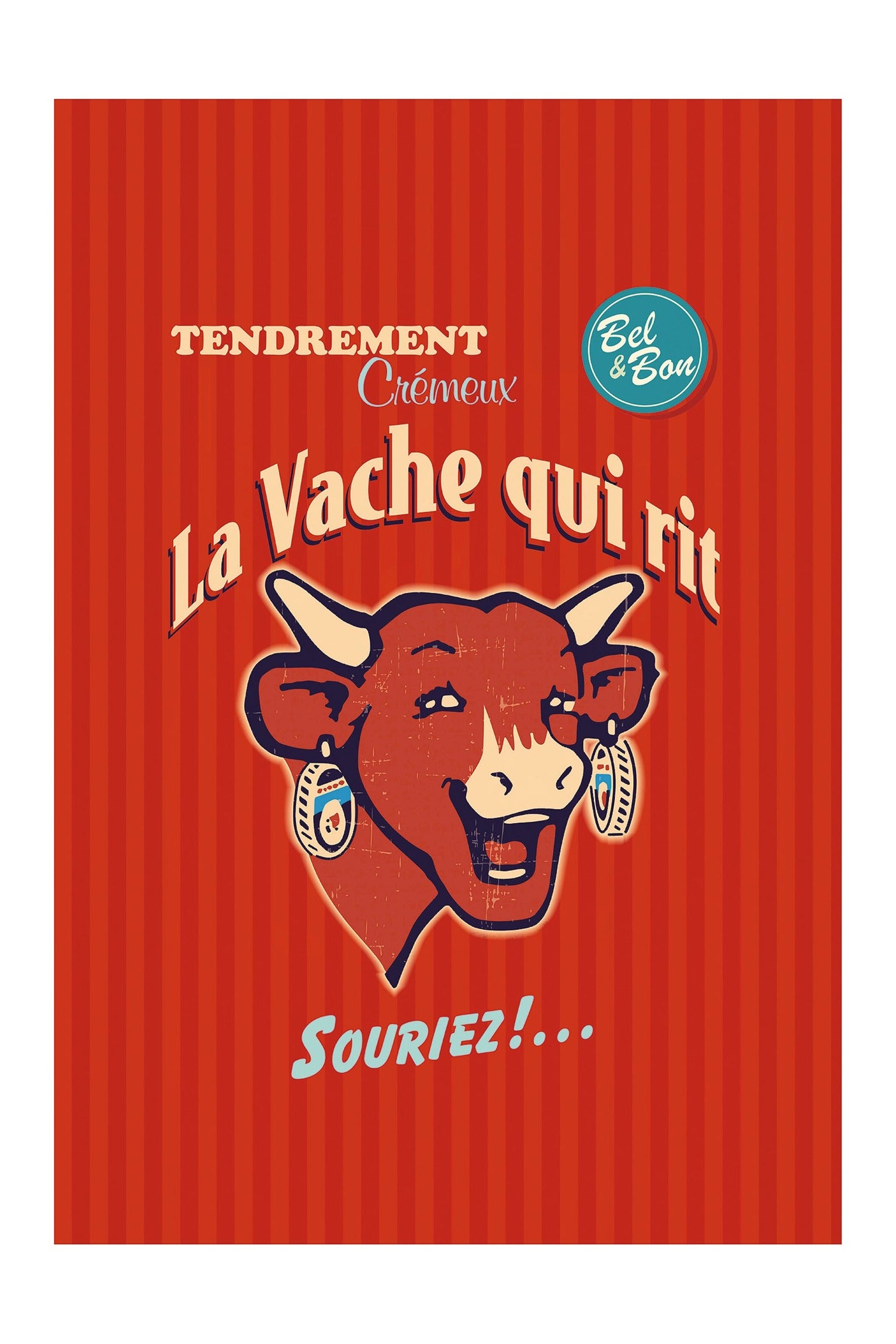Torchon coton imprimé La Vache Qui Rit ® Rétro Rouge – Coucke