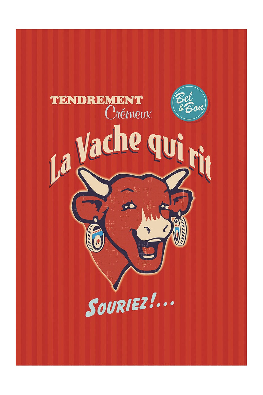 Torchon coton imprimé La Vache Qui Rit ® Rétro Rouge et Bleu (Lot de 2) – Coucke