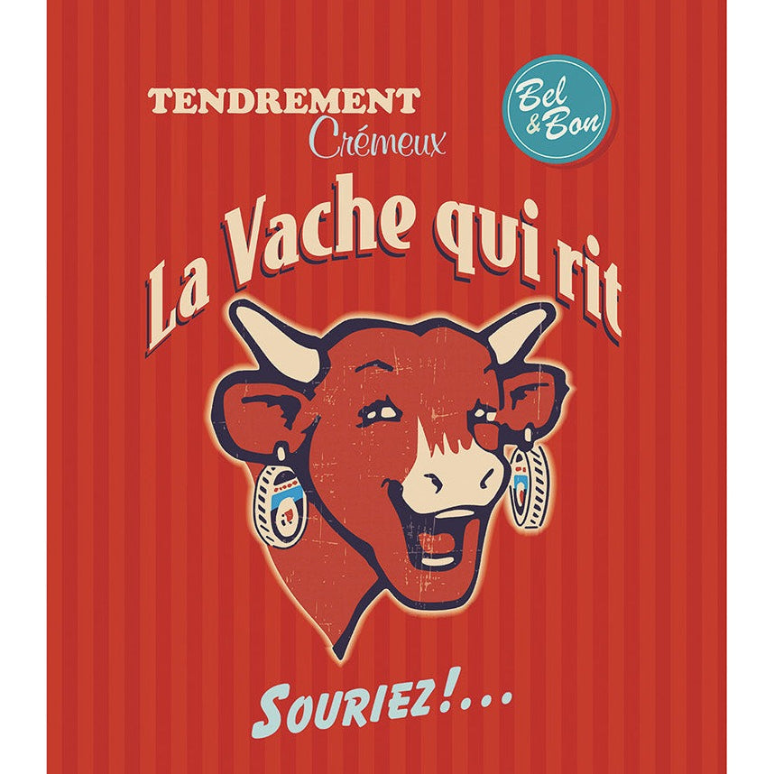 Torchon coton imprimé La Vache Qui Rit ® Rétro Rouge et Bleu (Lot de 2) – Coucke