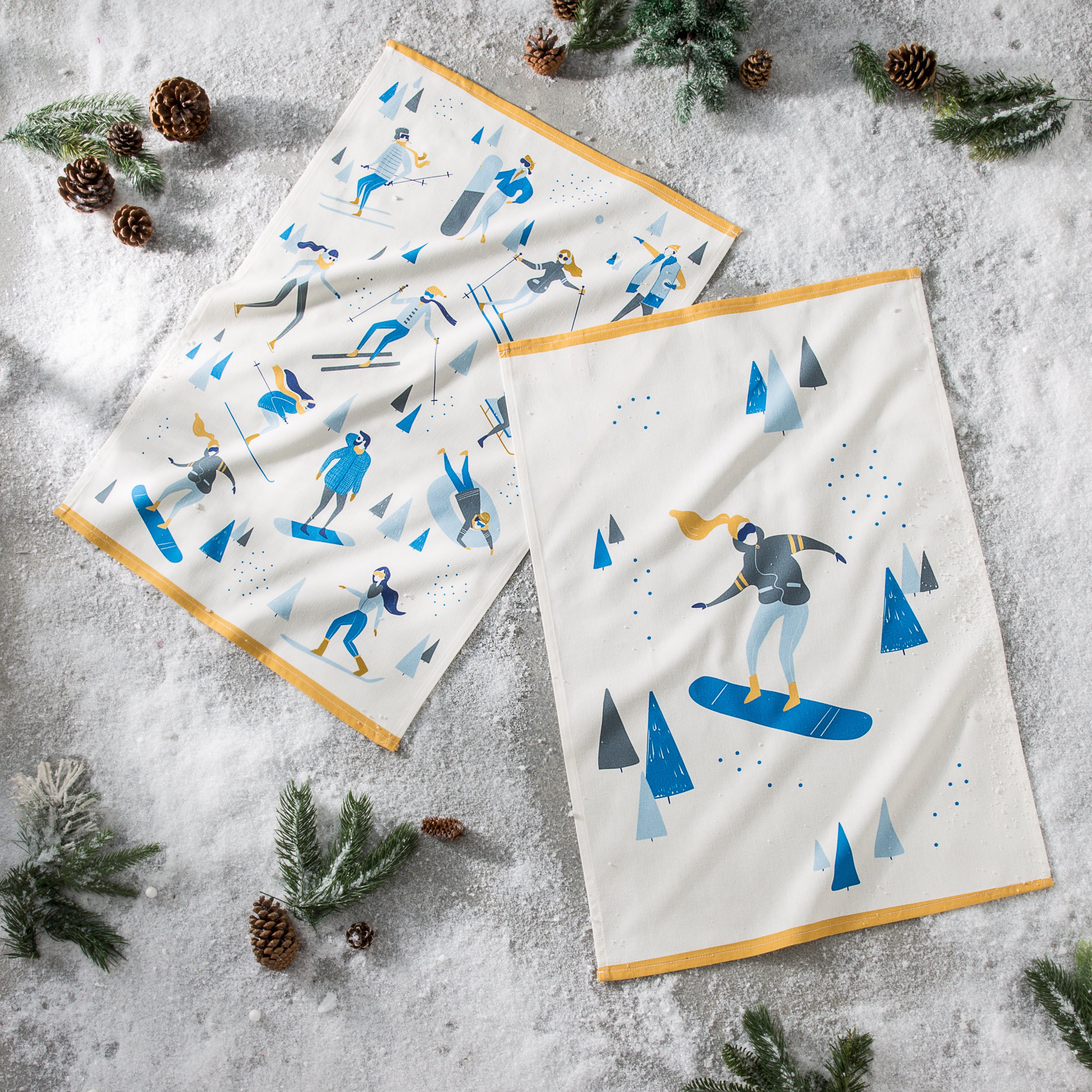 Rectangular Winter Sports Tea Towel