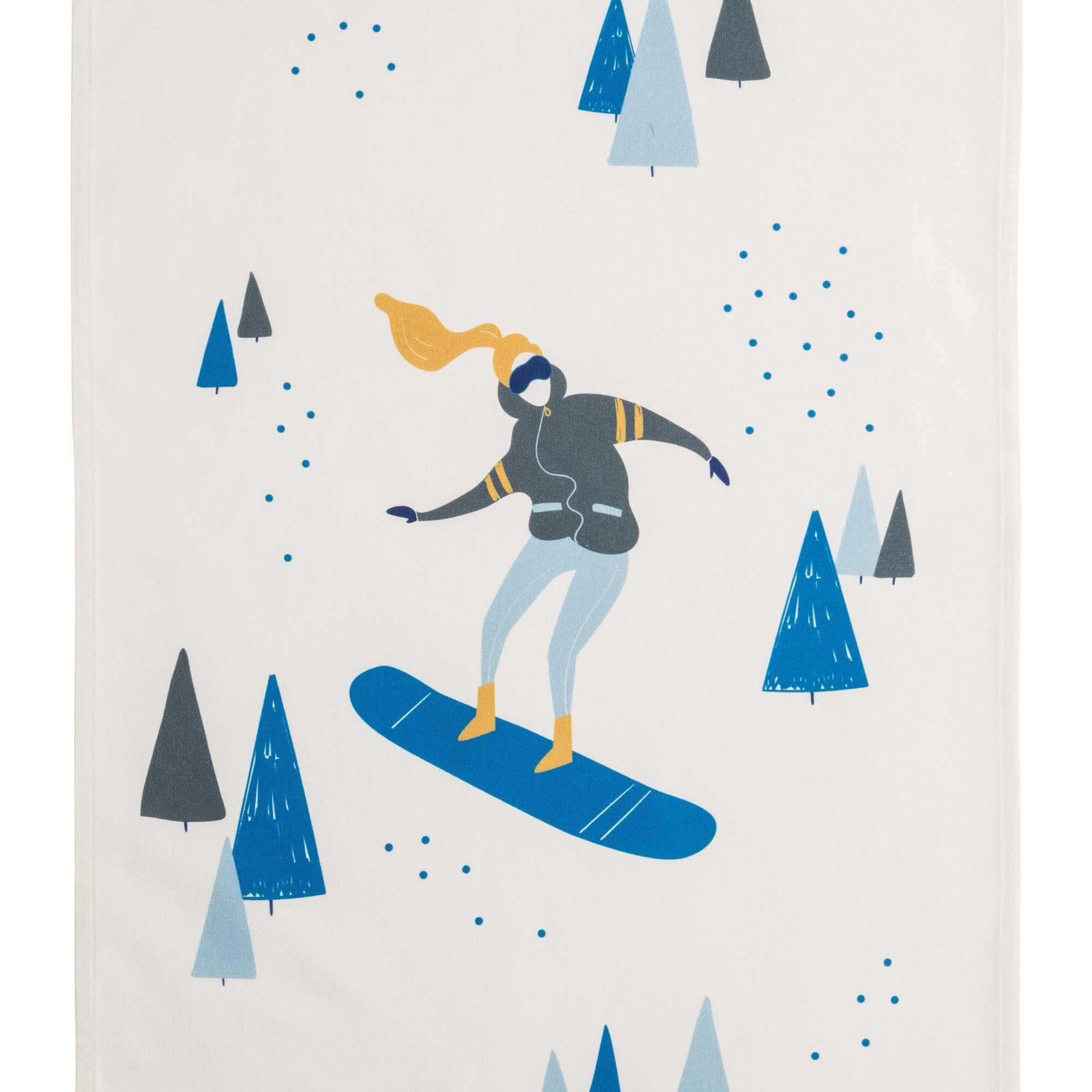 Torchon coton imprimé Snowboardeuse – Coucke