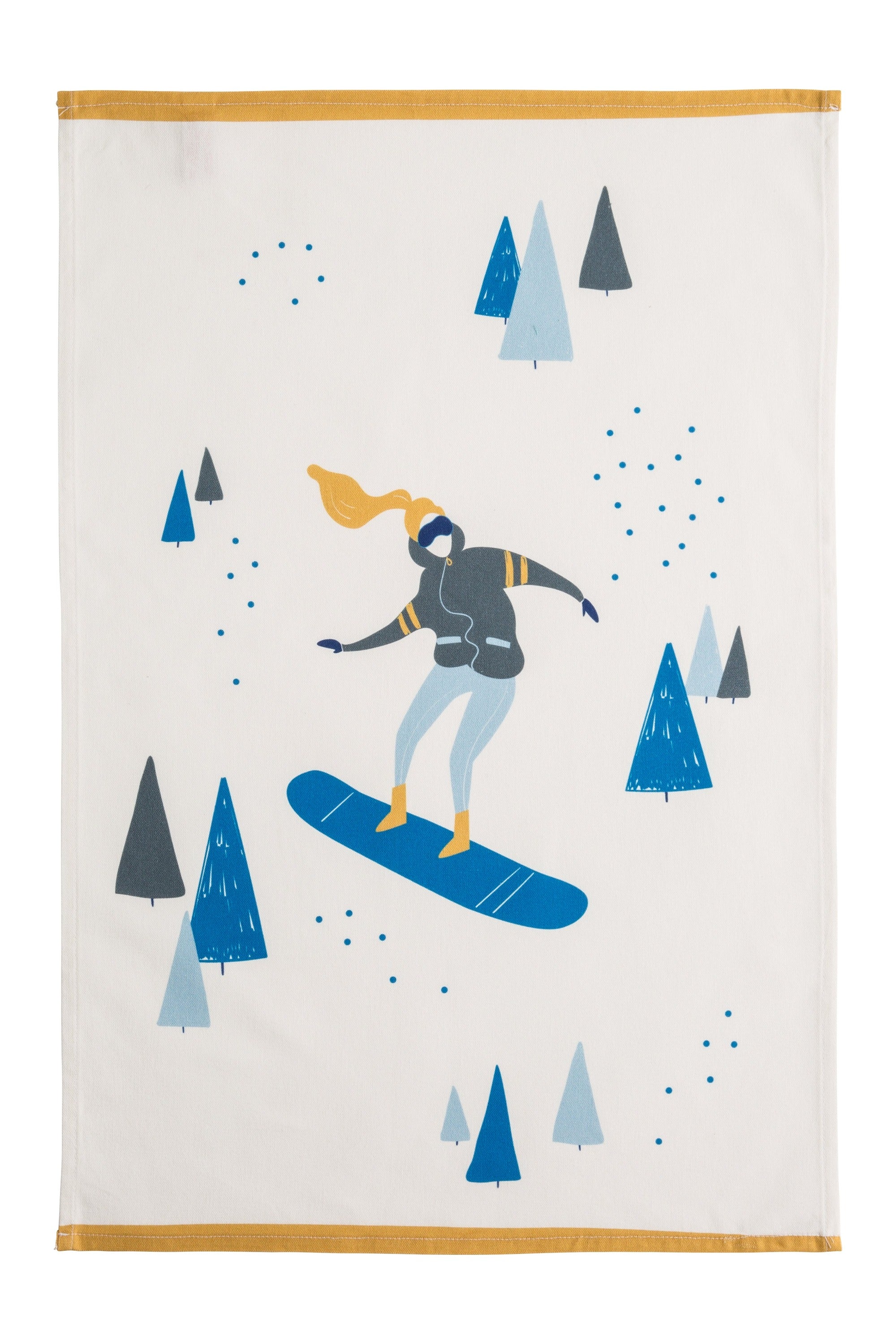 Torchon coton imprimé Snowboardeuse – Coucke