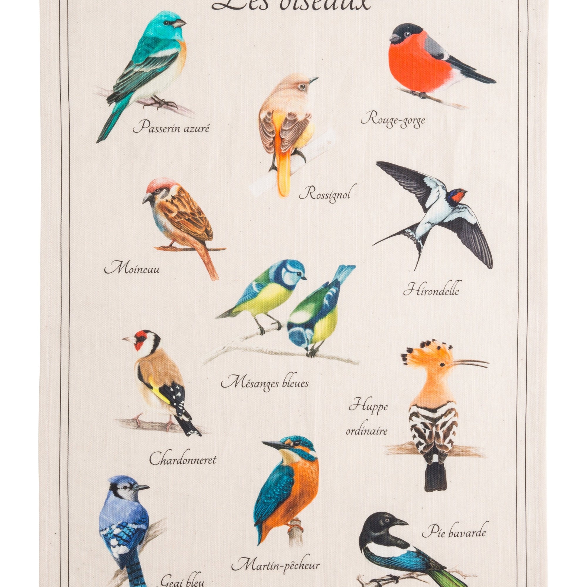 Torchon métis coton & lin imprimé Les Oiseaux – Coucke