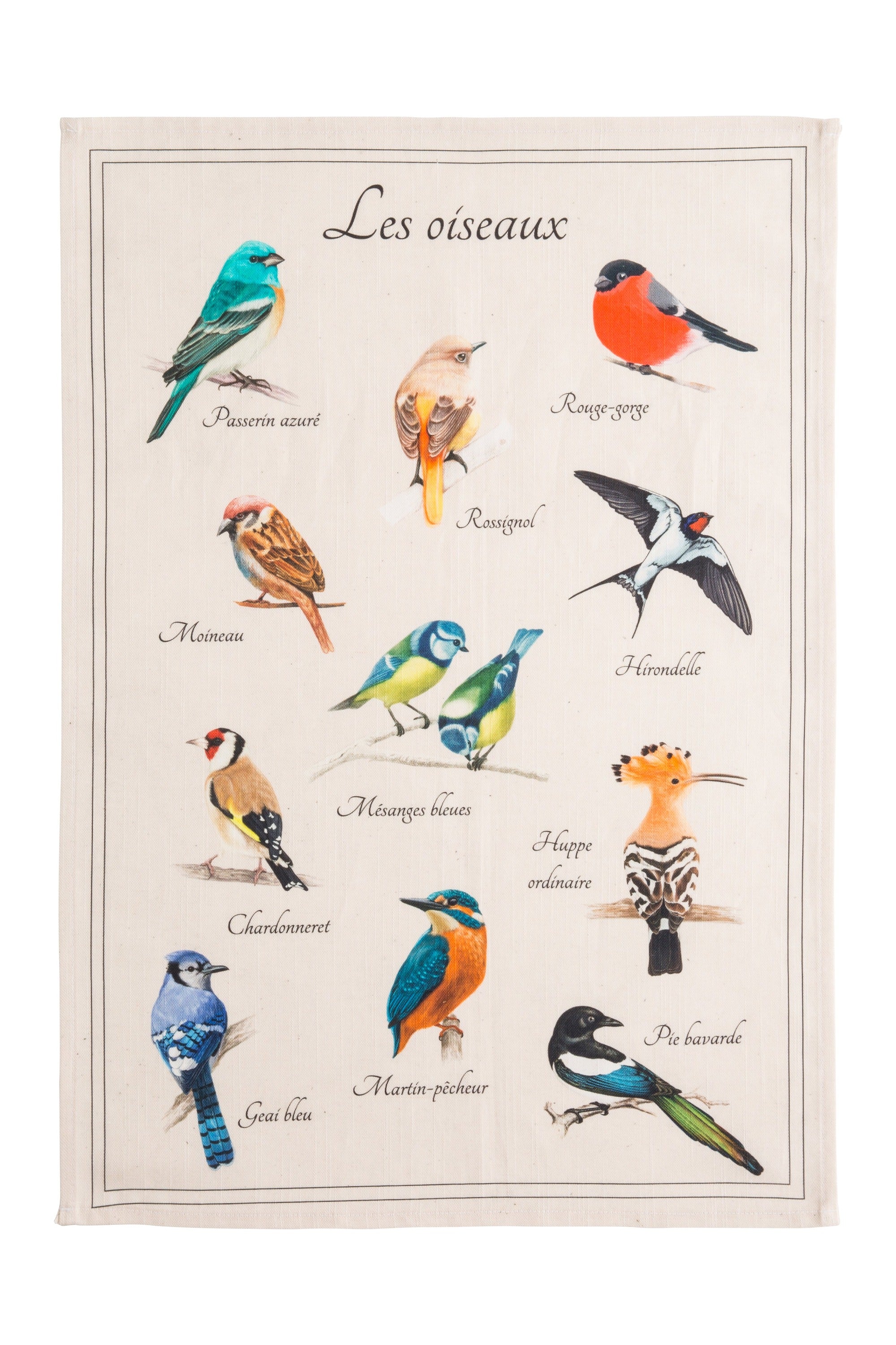 Torchon métis coton & lin imprimé Les Oiseaux – Coucke