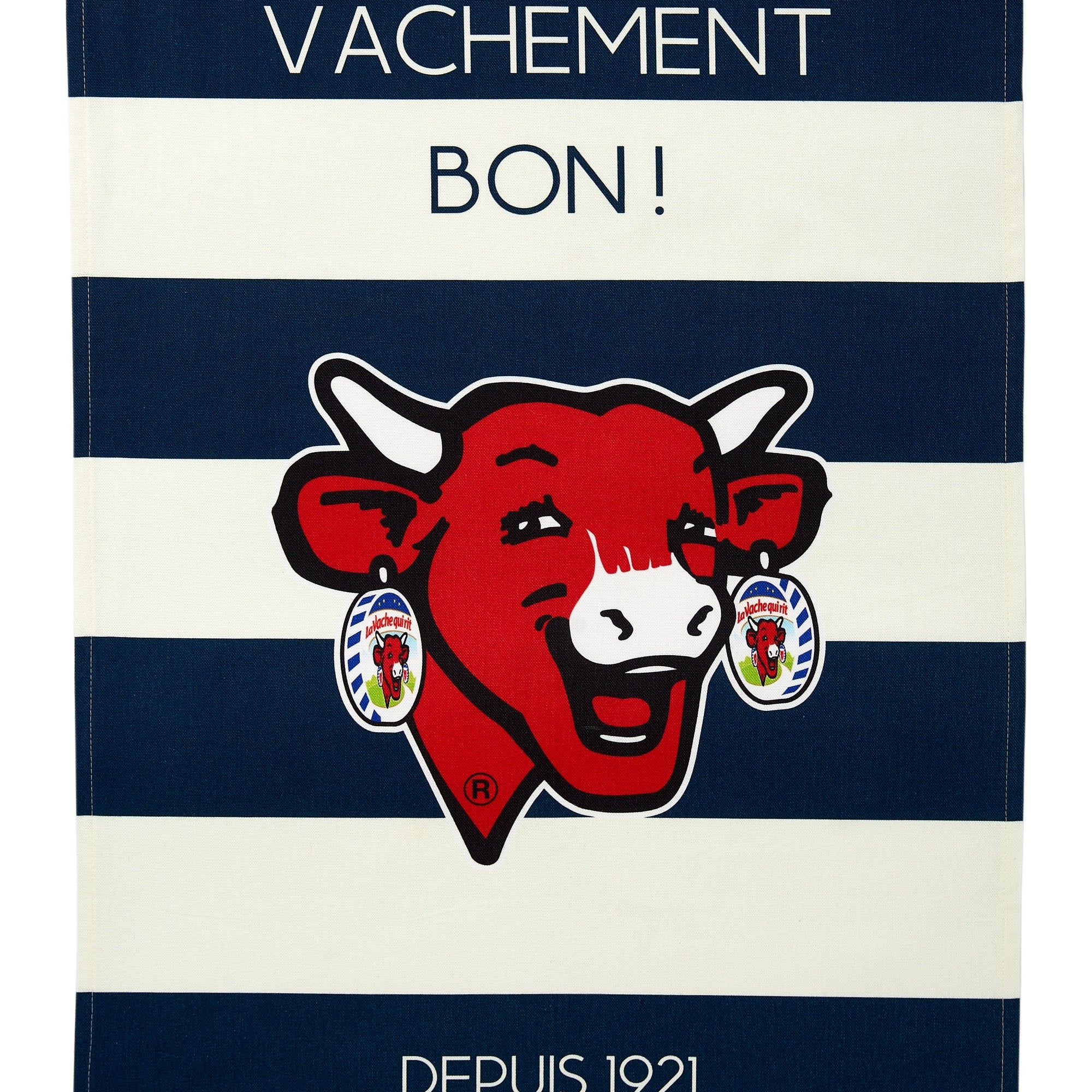 Torchon coton imprimé La Vache Qui Rit ® Rayé Bleu – Coucke