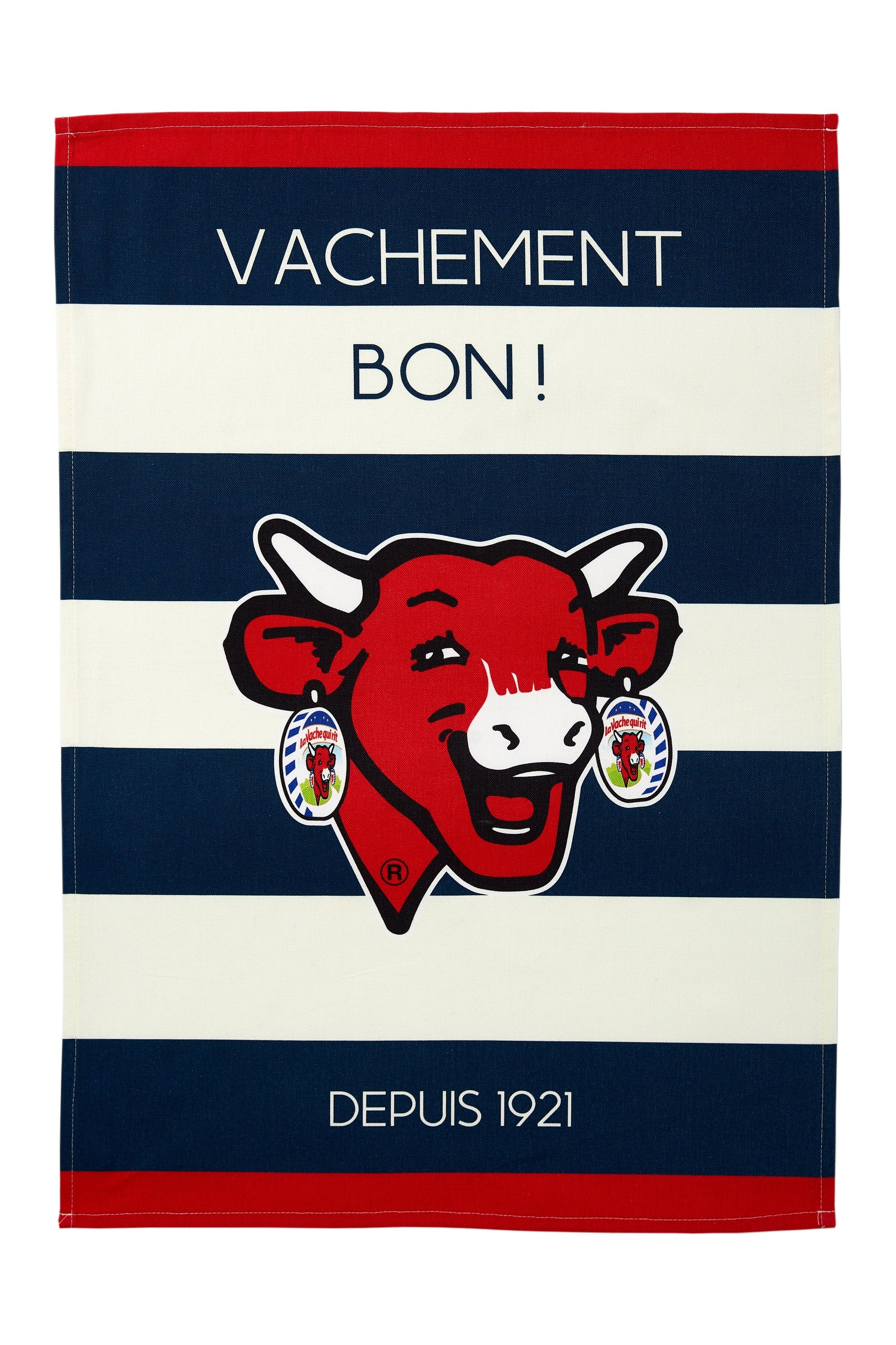 Torchon coton imprimé La Vache Qui Rit ® Rayé Bleu – Coucke