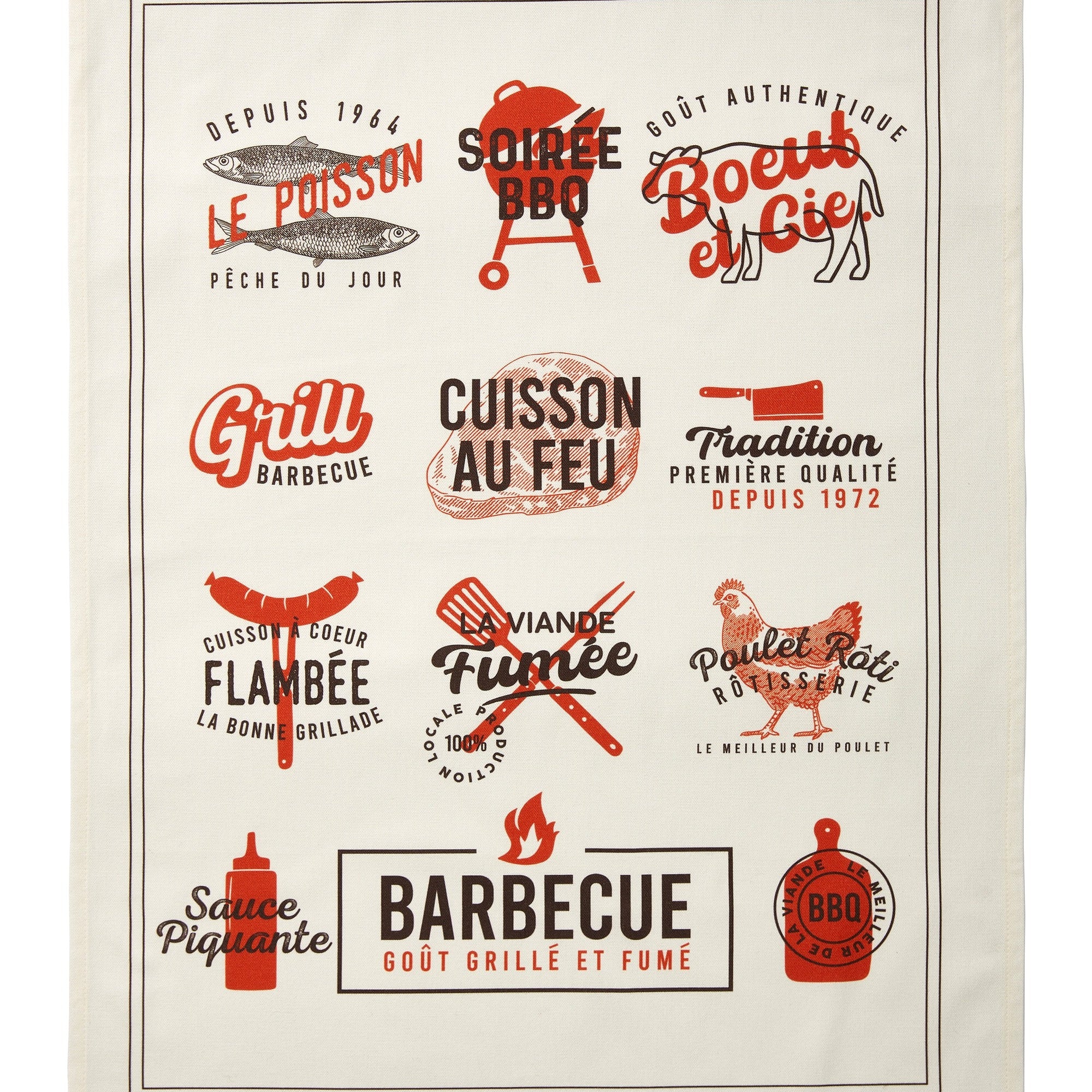 Torchon coton imprimé Grillades – Coucke