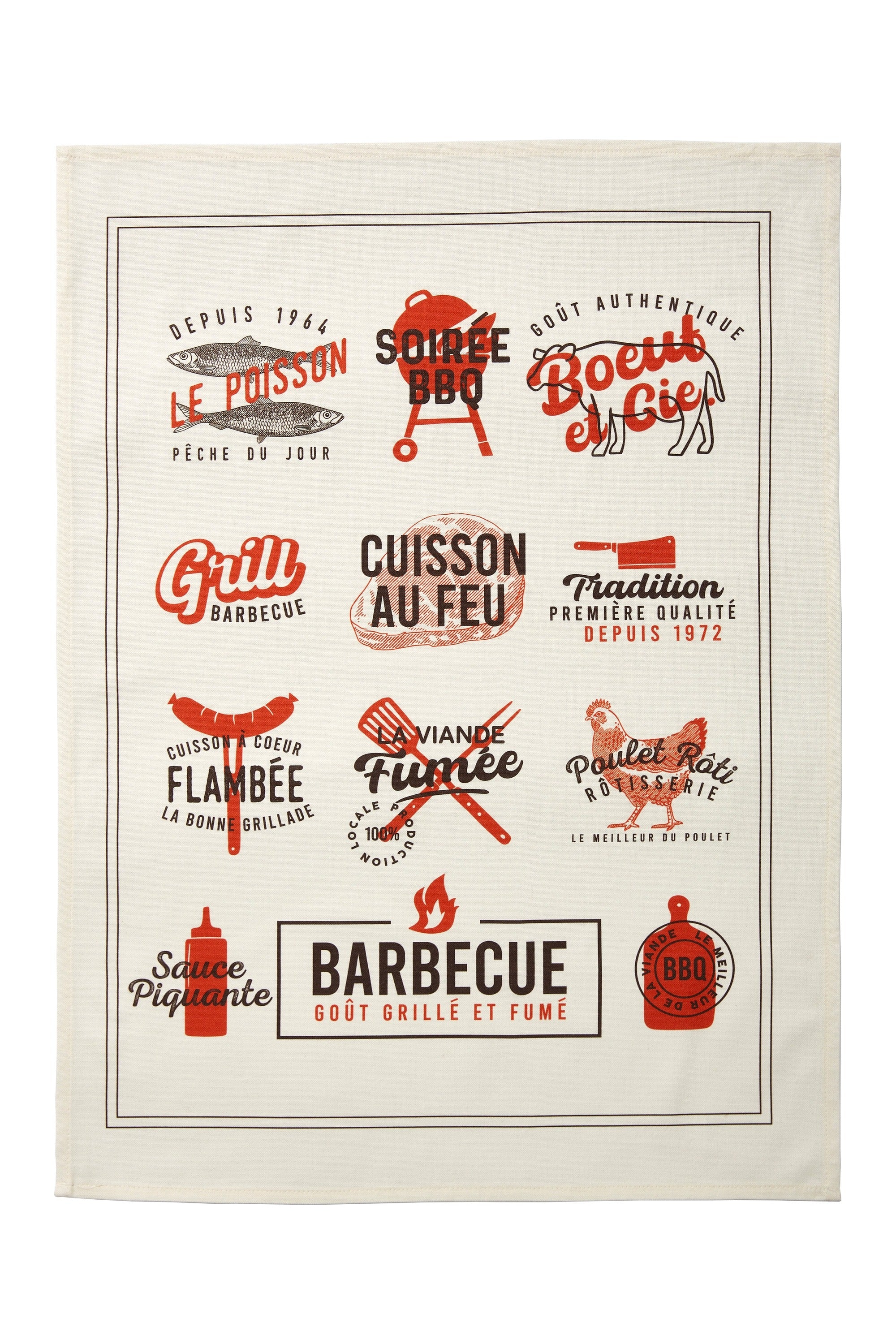 Torchon coton imprimé Grillades – Coucke