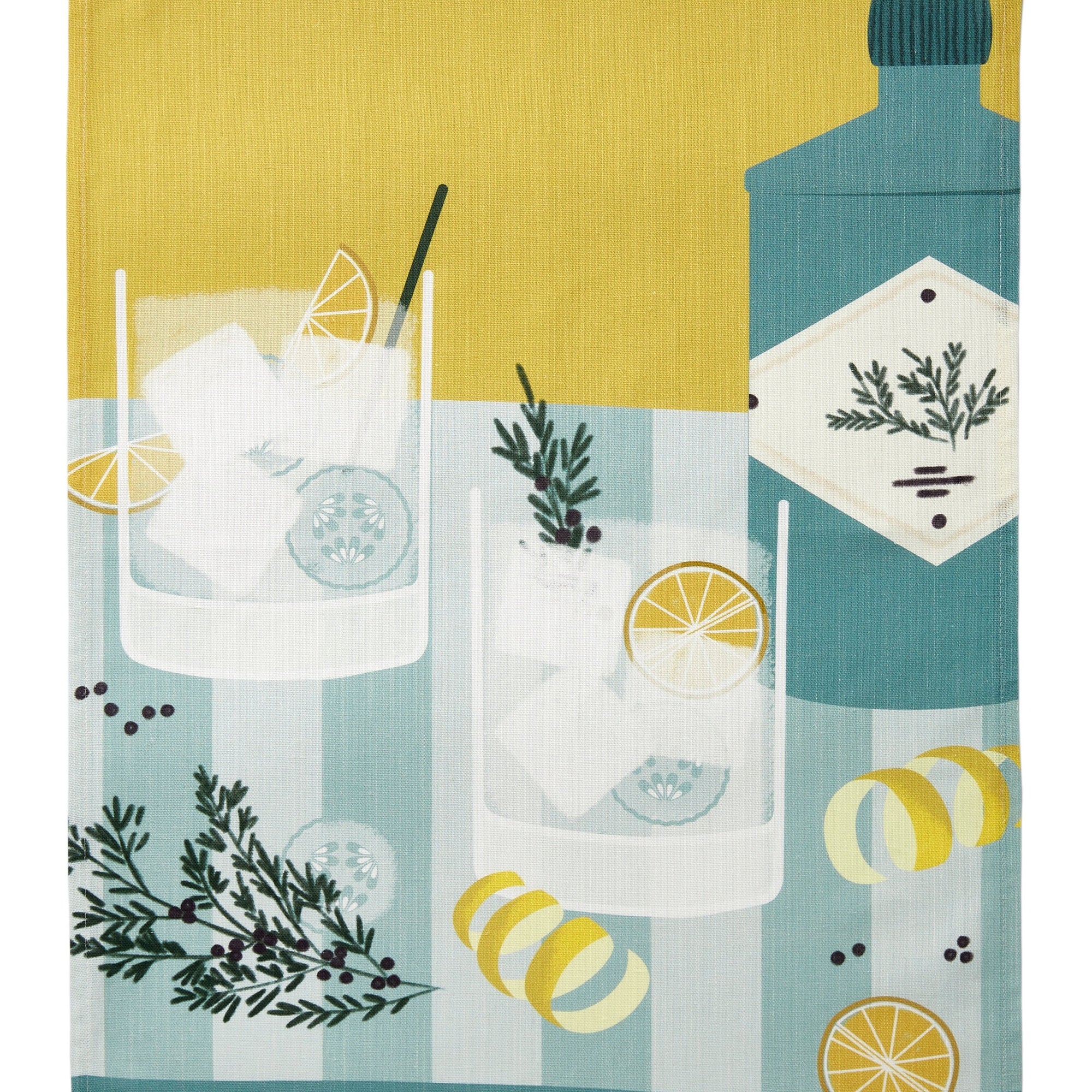 Torchon coton & lin imprimé Gin Tonic – Coucke