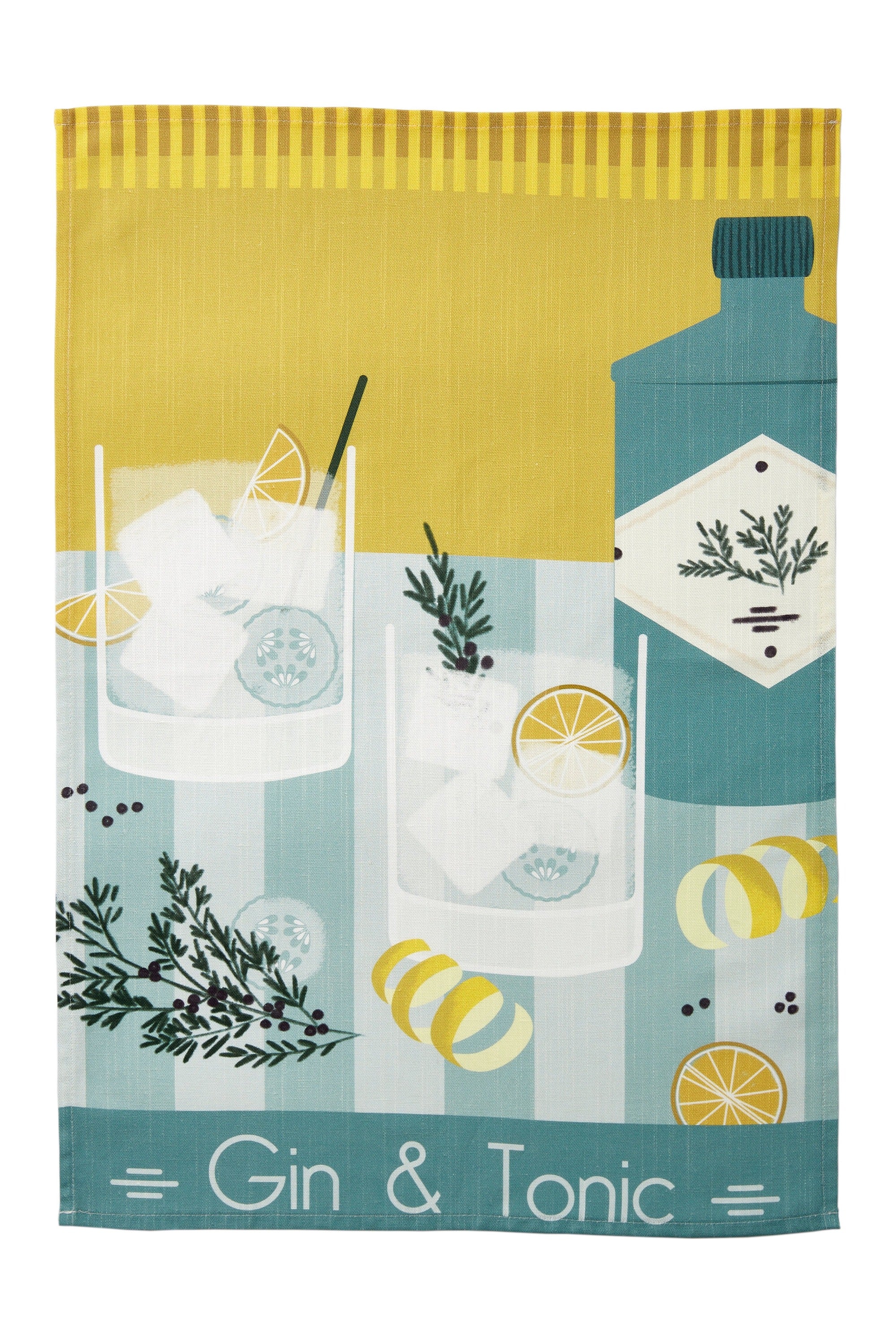Torchon coton & lin imprimé Gin Tonic – Coucke