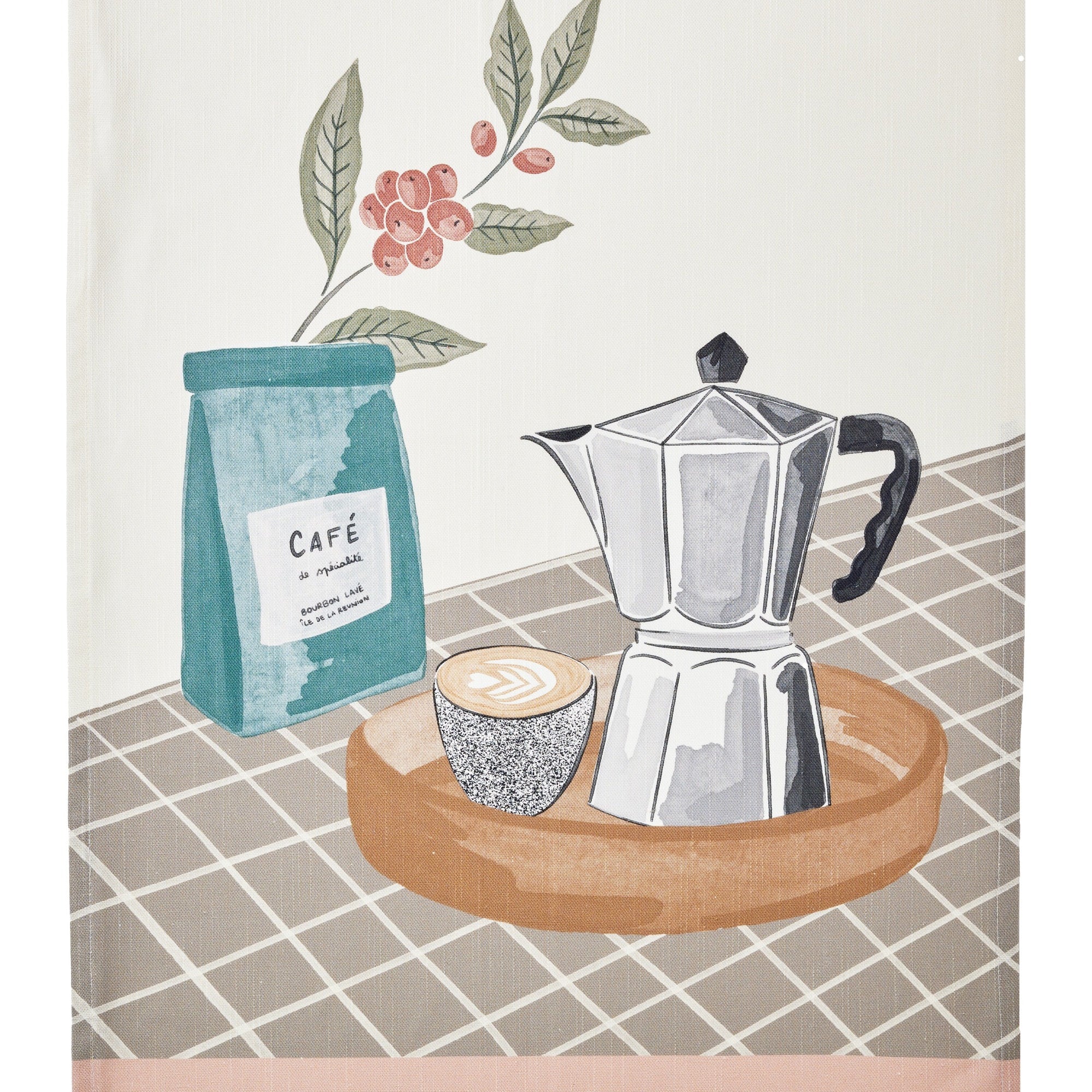 Torchon métis coton & lin imprimé Café Latte – Coucke
