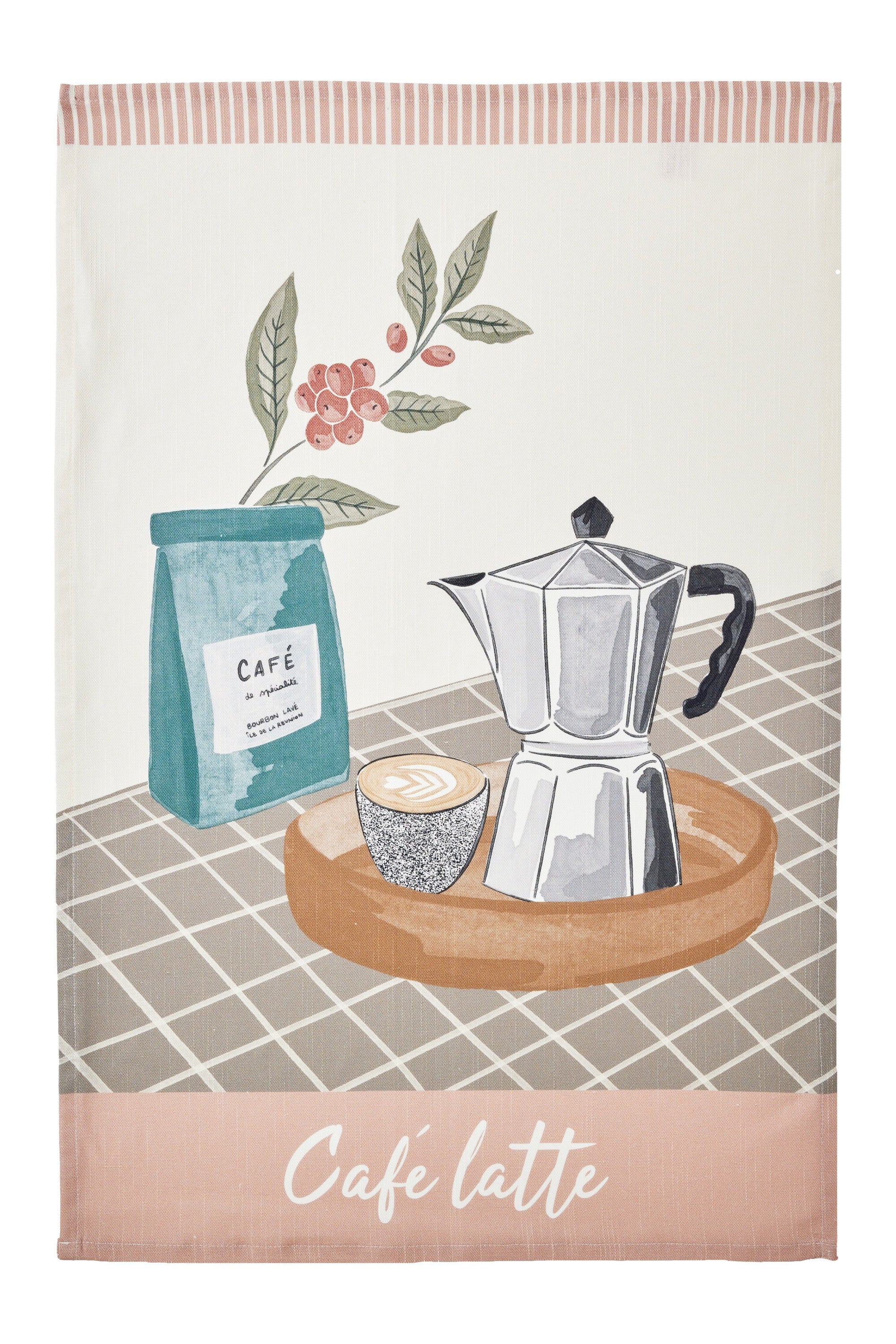 Torchon métis coton & lin imprimé Café Latte – Coucke