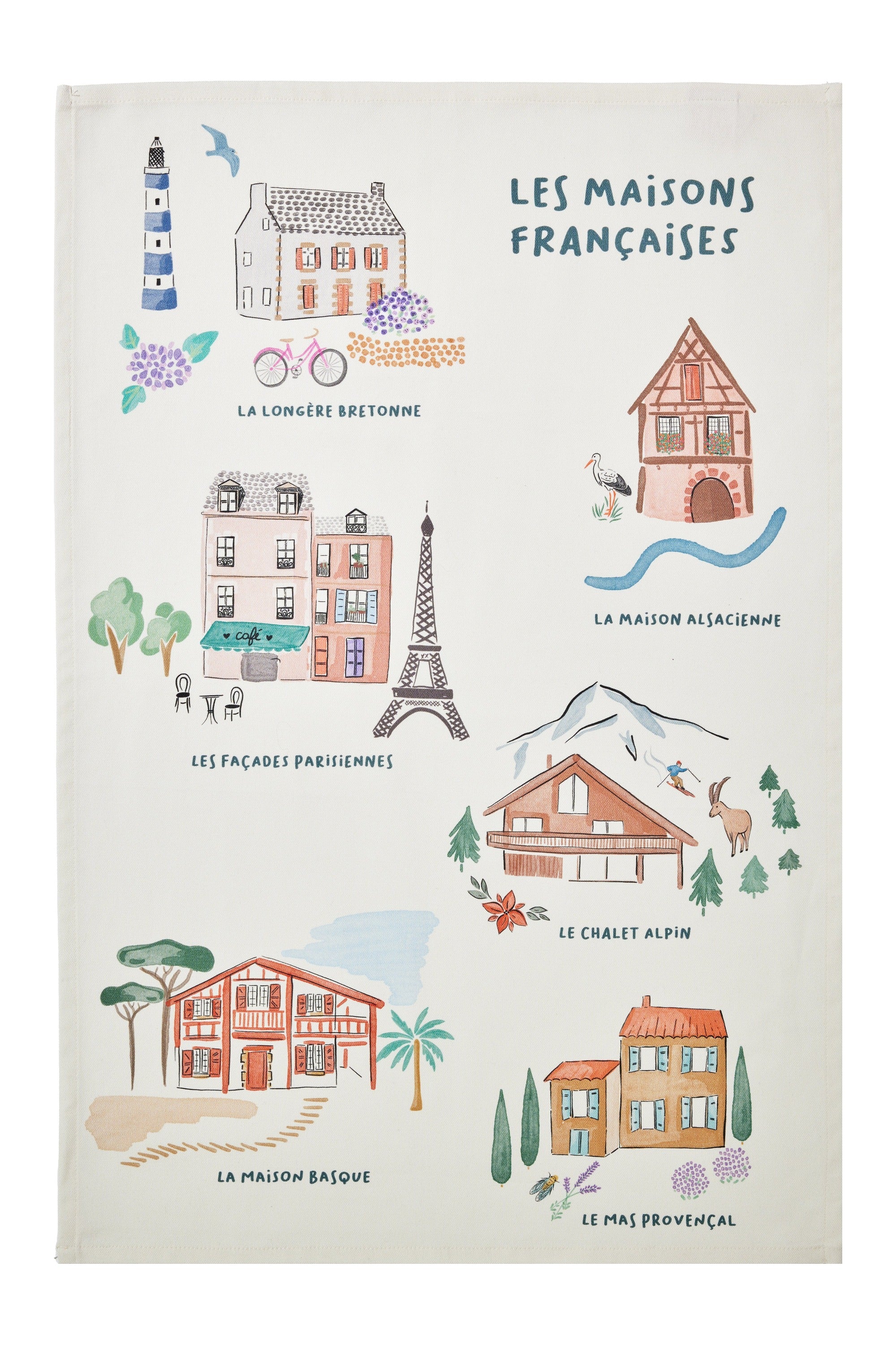 Torchon coton imprimé Maisons Françaises – Coucke