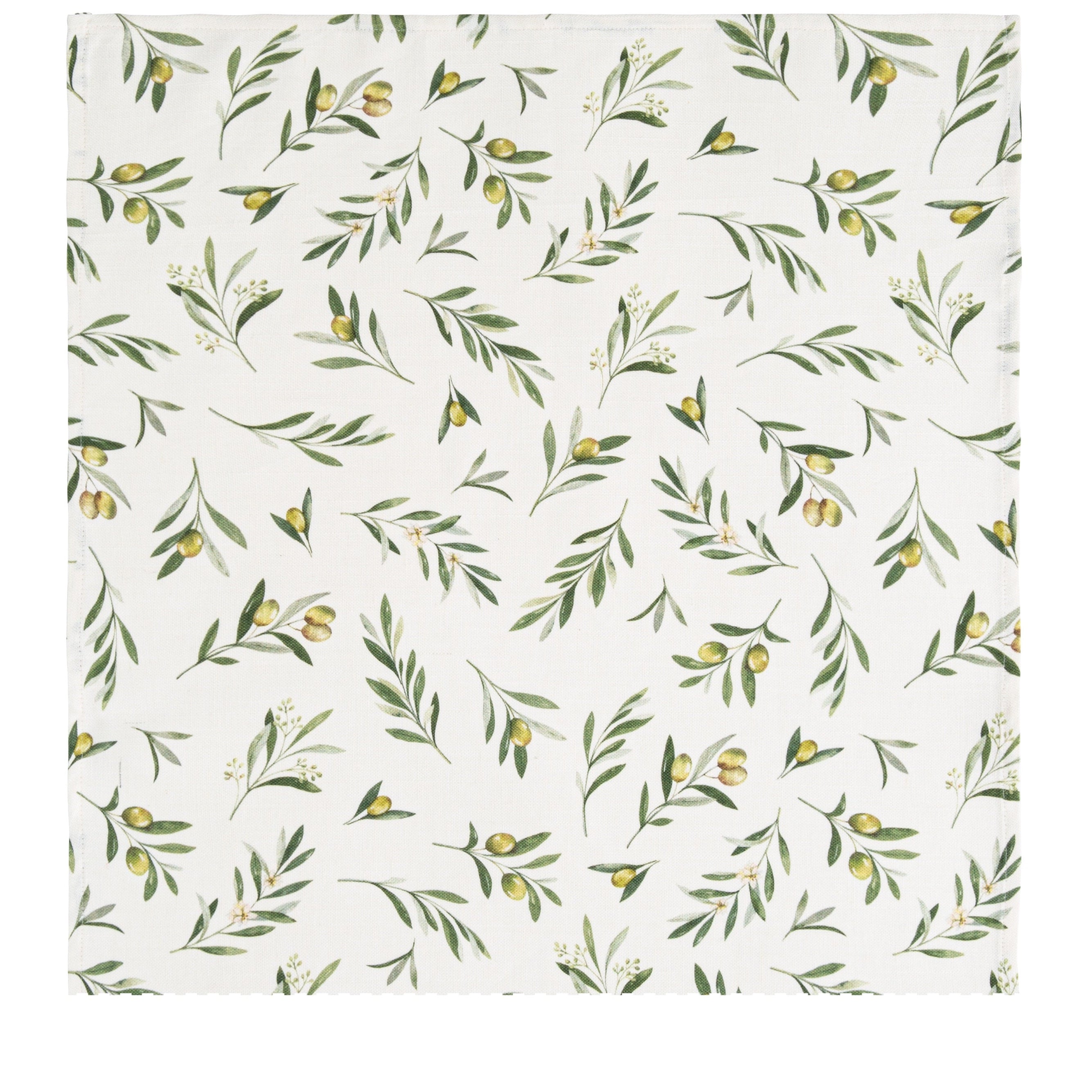 Serviettes de table coton & lin imprimé Olives Carrées (Lot de 6)