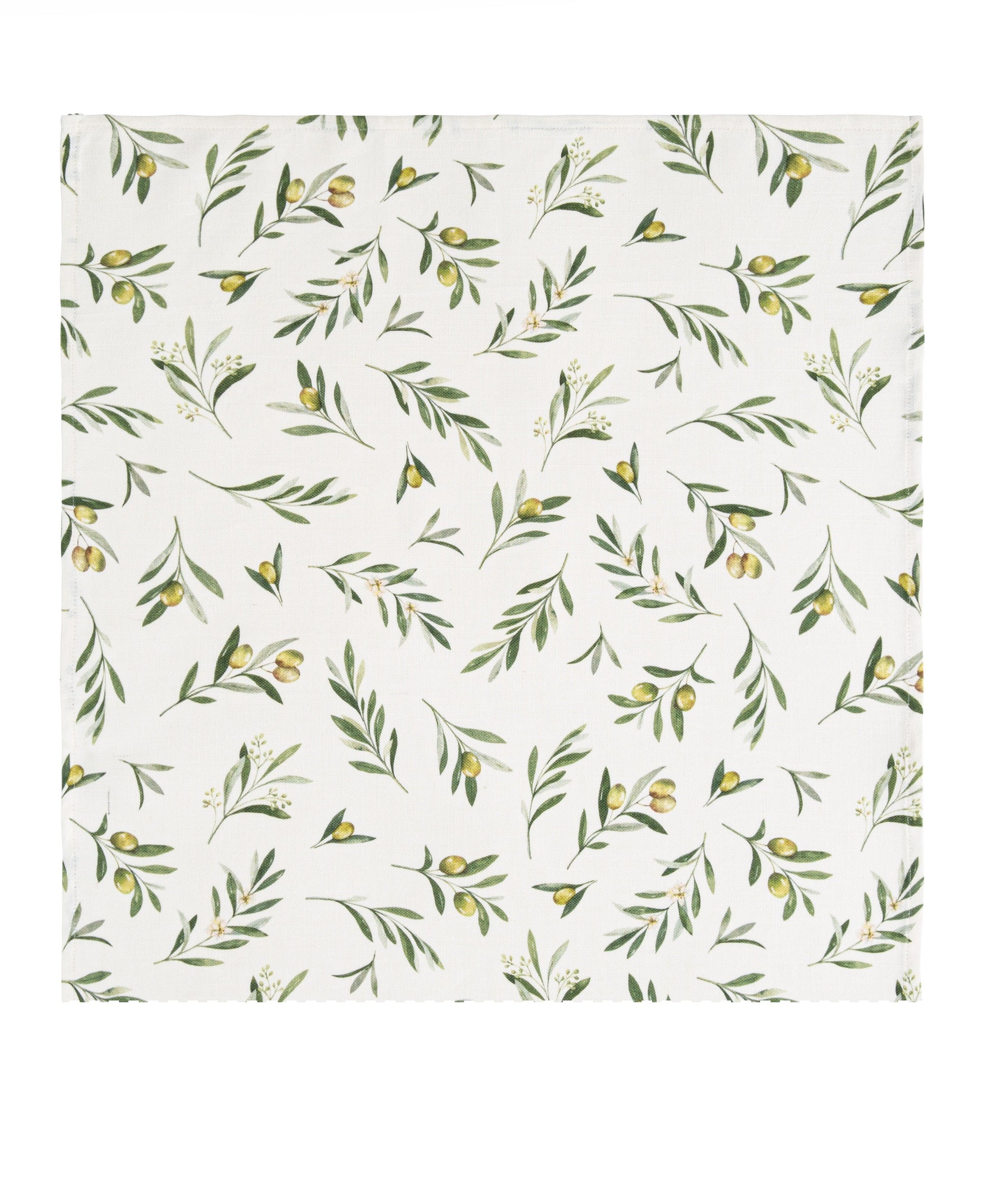 Serviettes de table coton & lin imprimé Olives Carrées (Lot de 6)