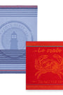 Pack Bord de Mer : torchon Côte Ouest 50x75 cm + essuie-mains Crabe Rouge 50x50 cm