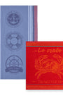Pack Bord de Mer : torchon Nautique 50x75 cm + essuie-mains Crabe Rouge 50x50 cm